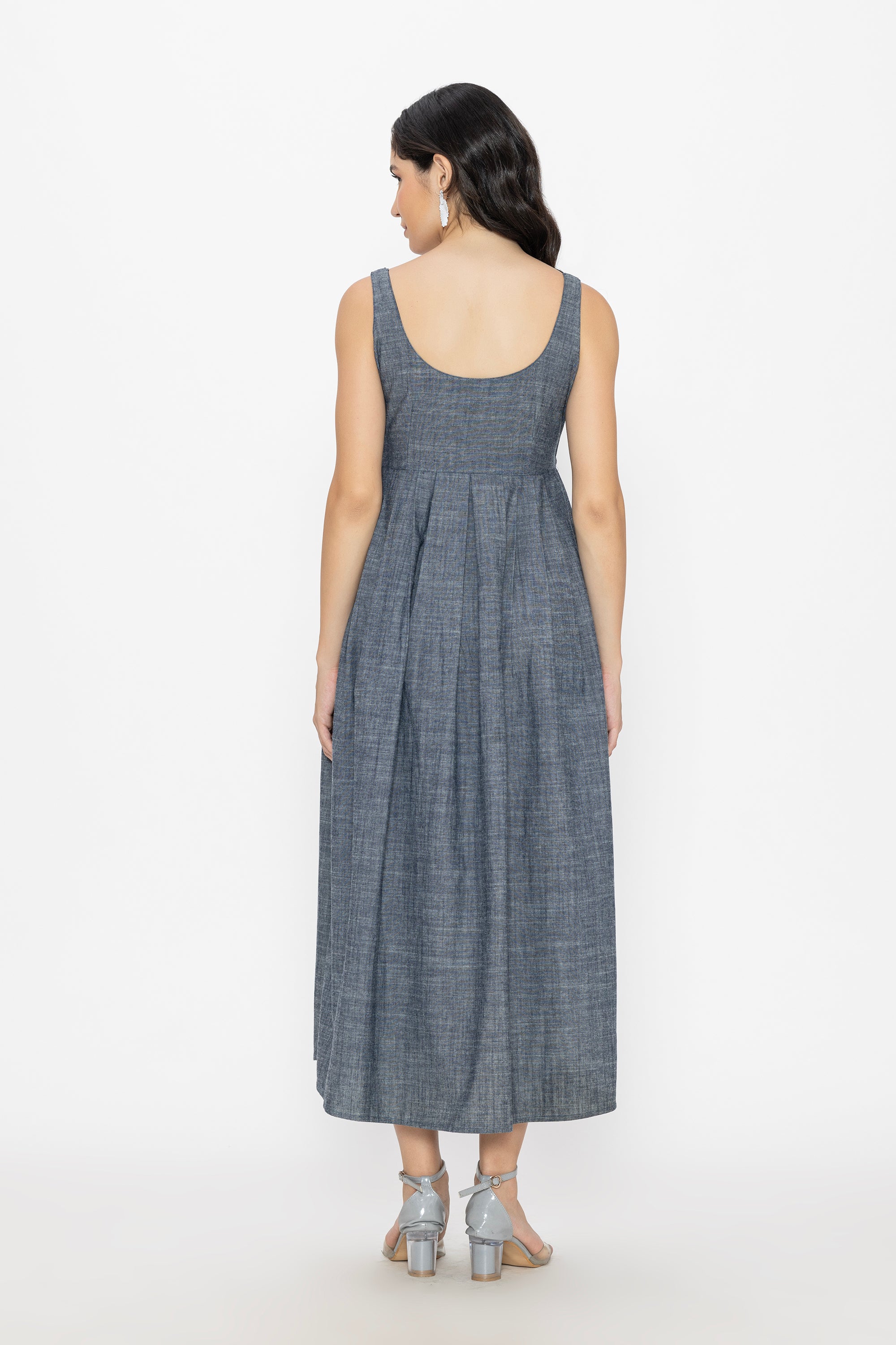 Soft Denim Pleated Dress