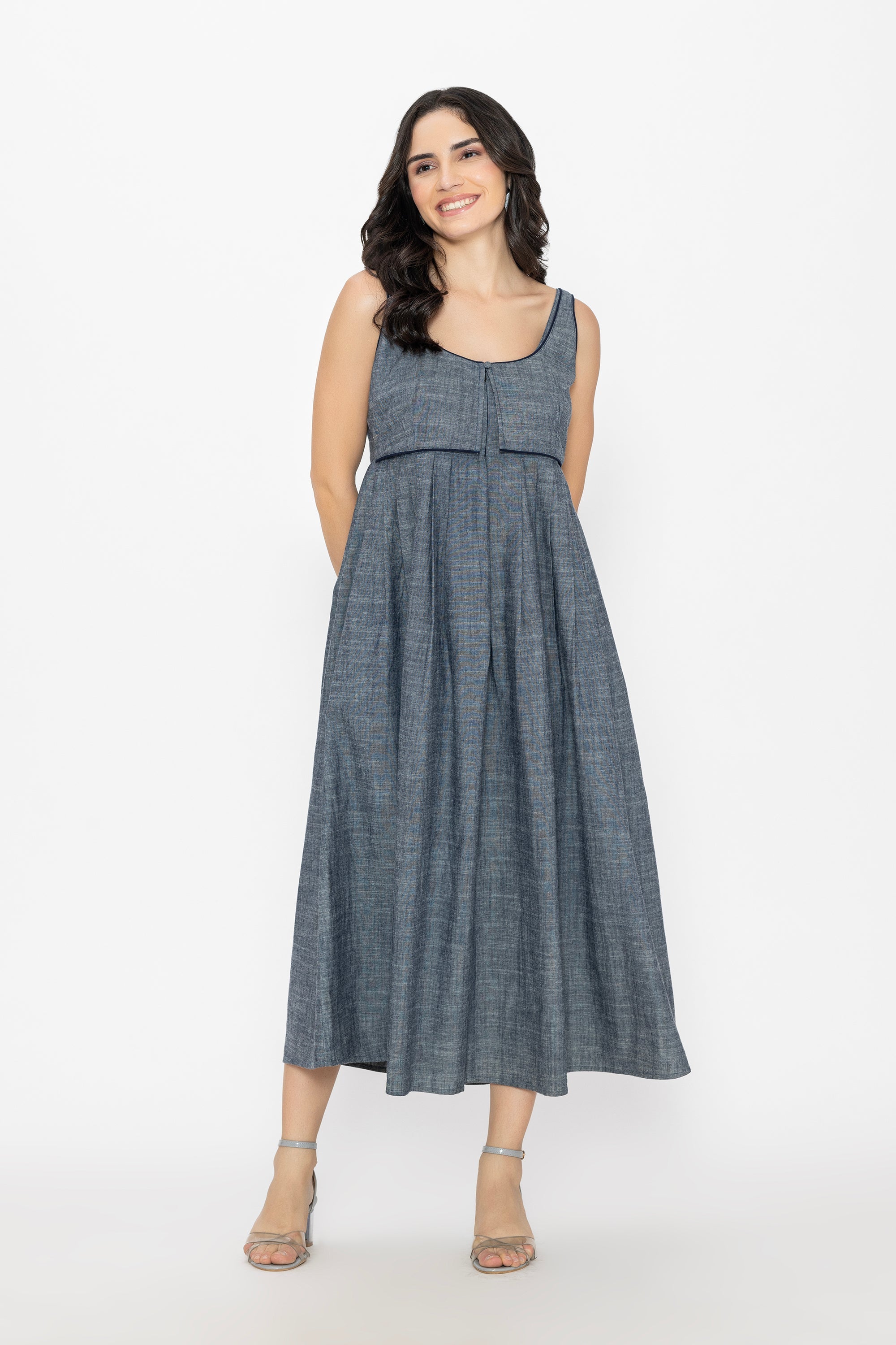 Soft Denim Pleated Dress