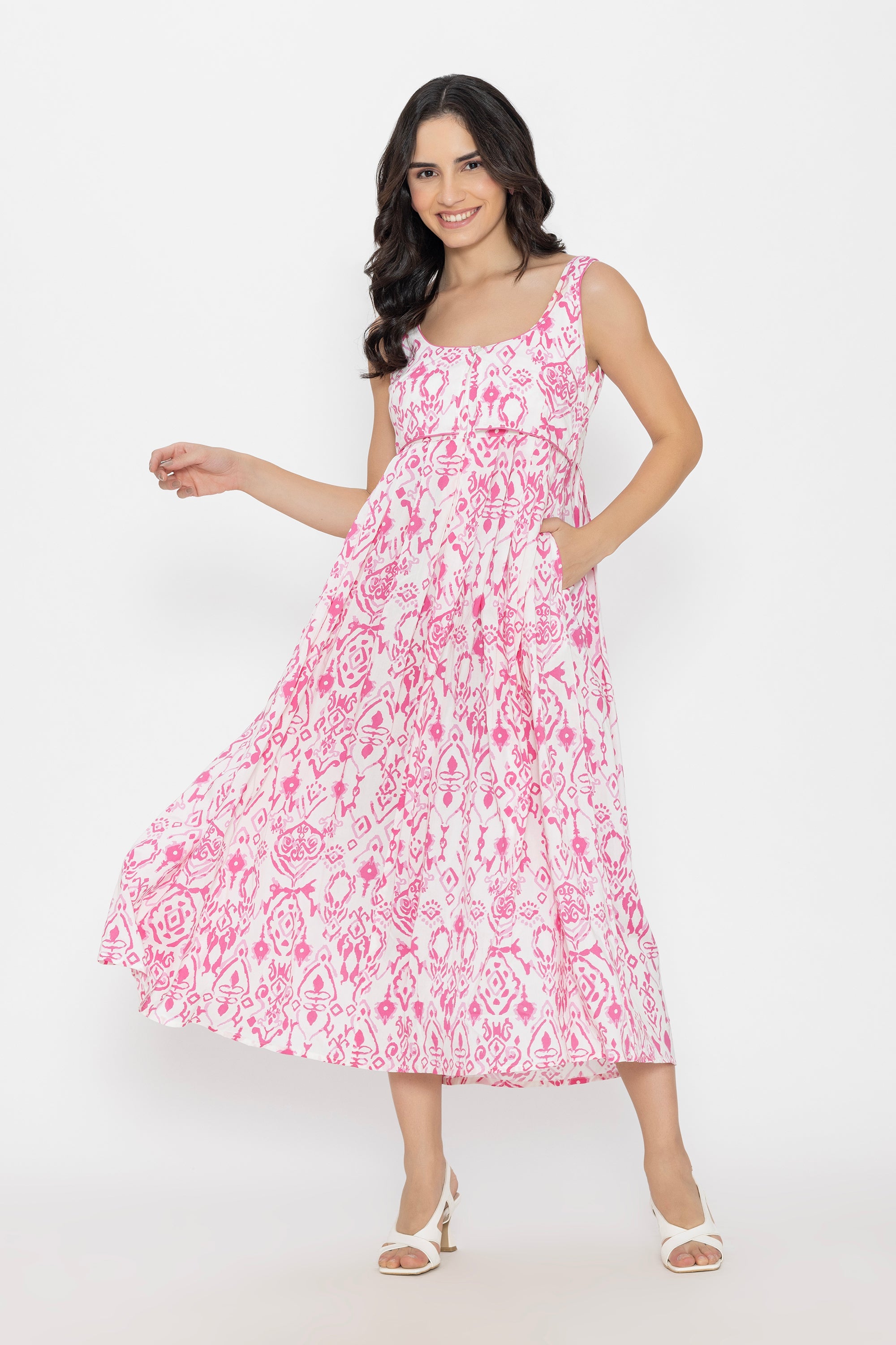 Pink Pleated Dress