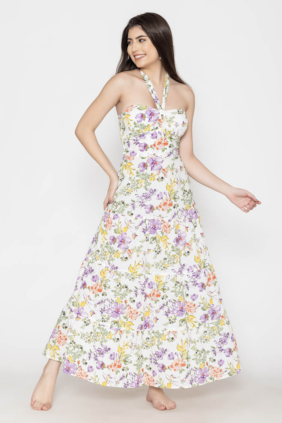 Tie-Up Sweetheart Cotton Dress