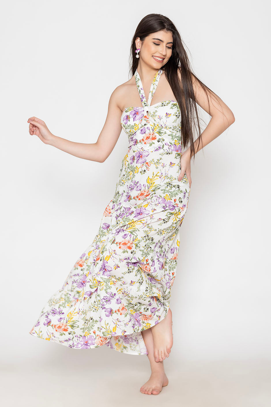 Tie-Up Sweetheart Cotton Dress