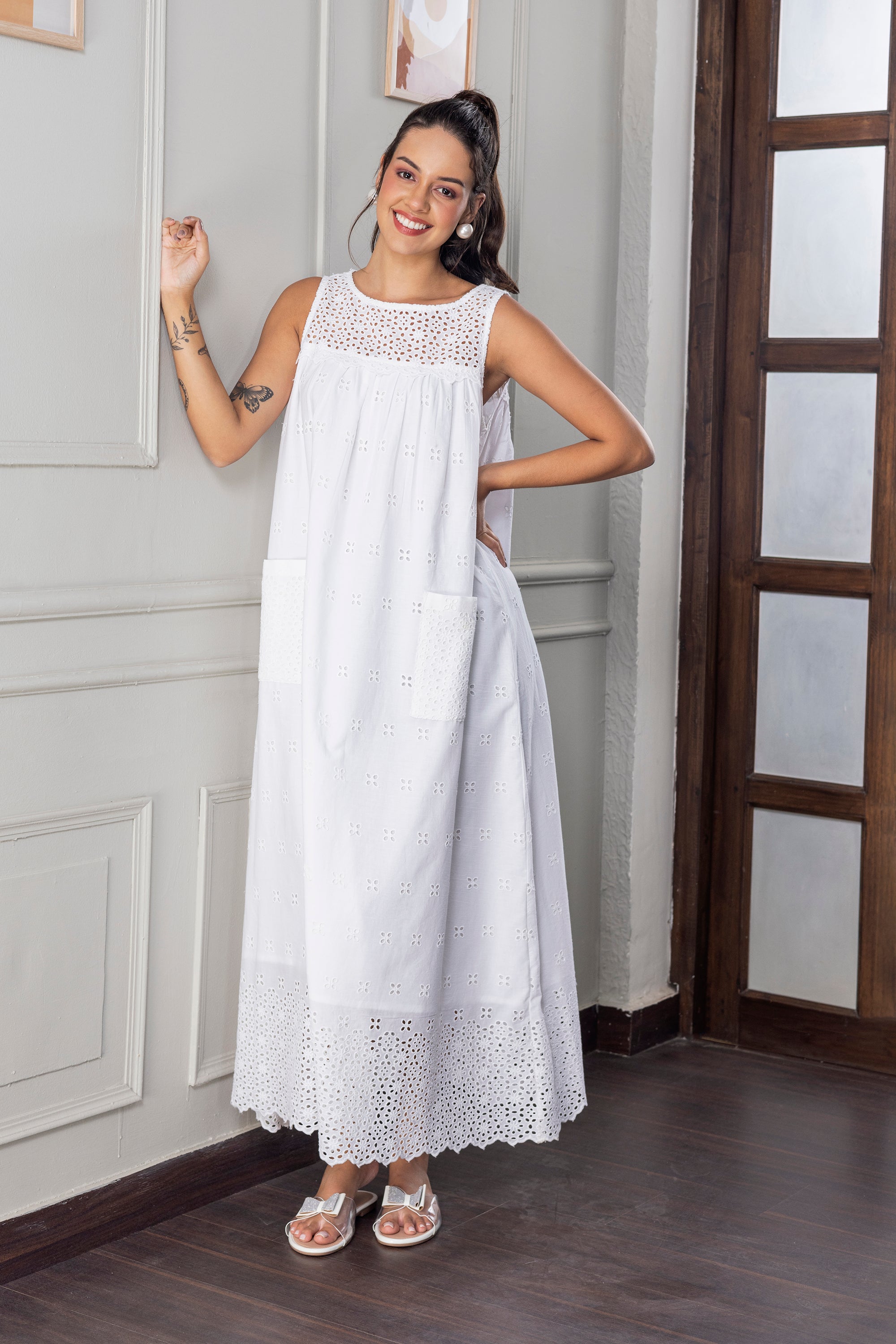 Women's Full White Dress