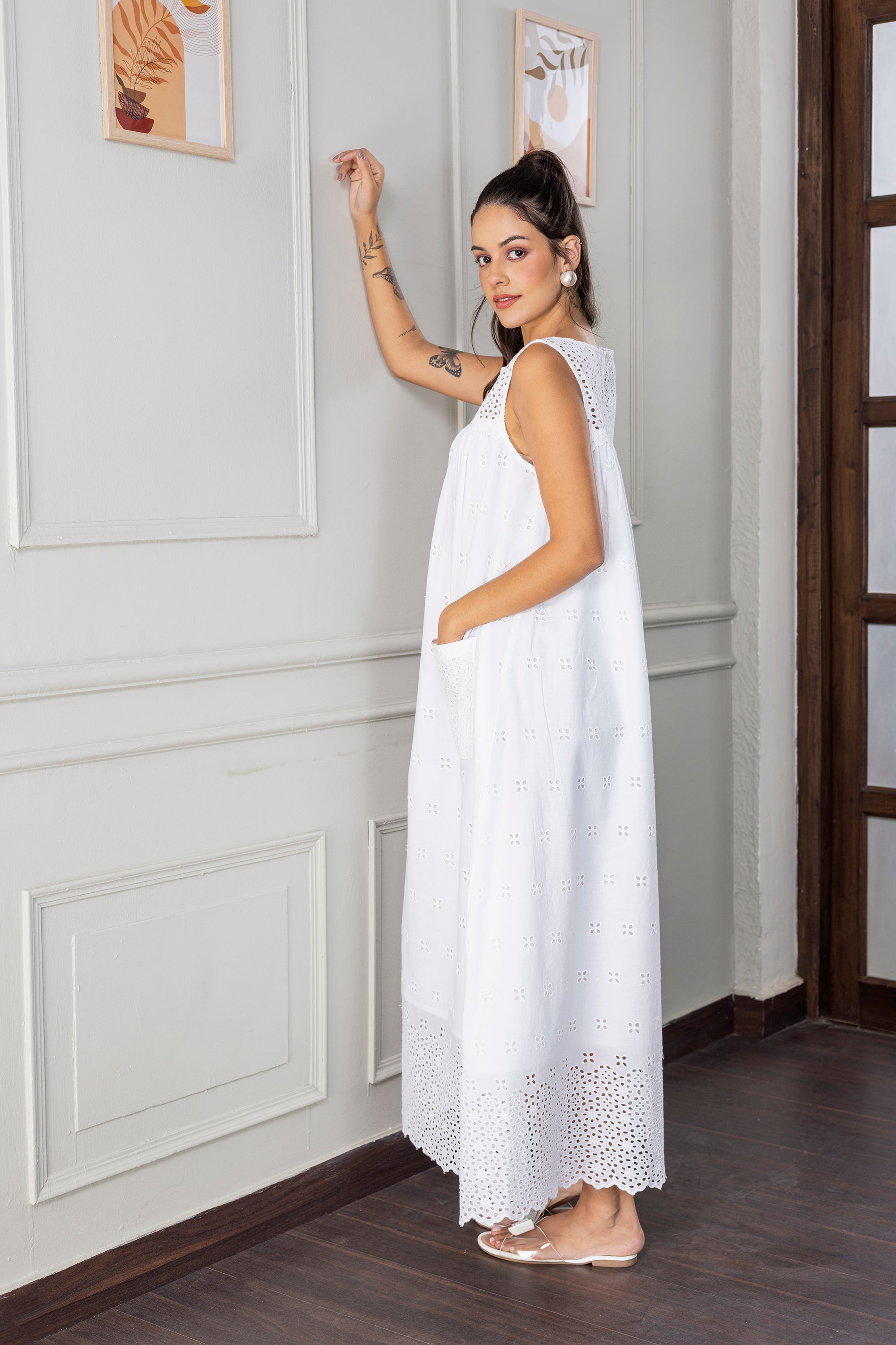 Women's Full White Dress