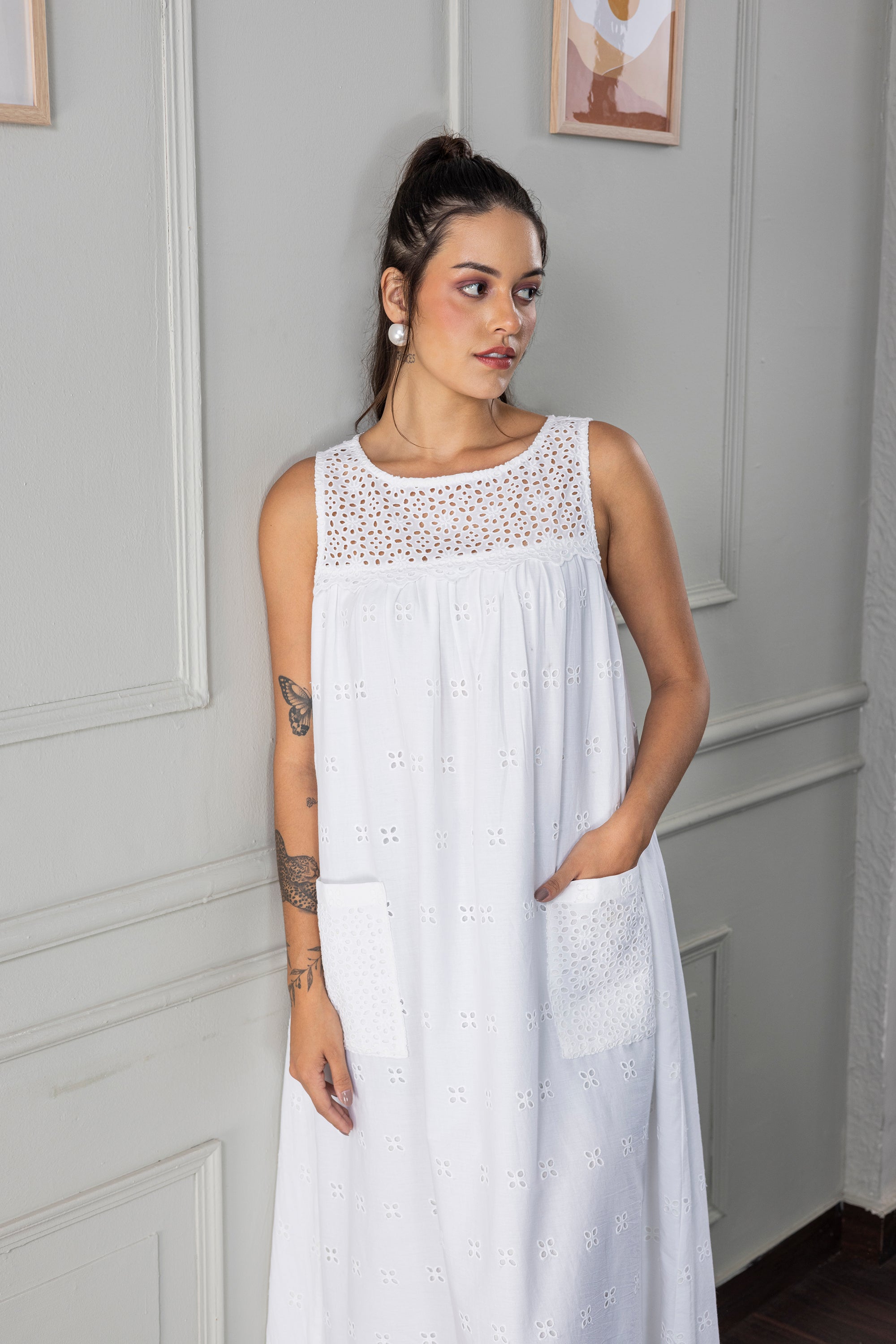 Women's Full White Dress