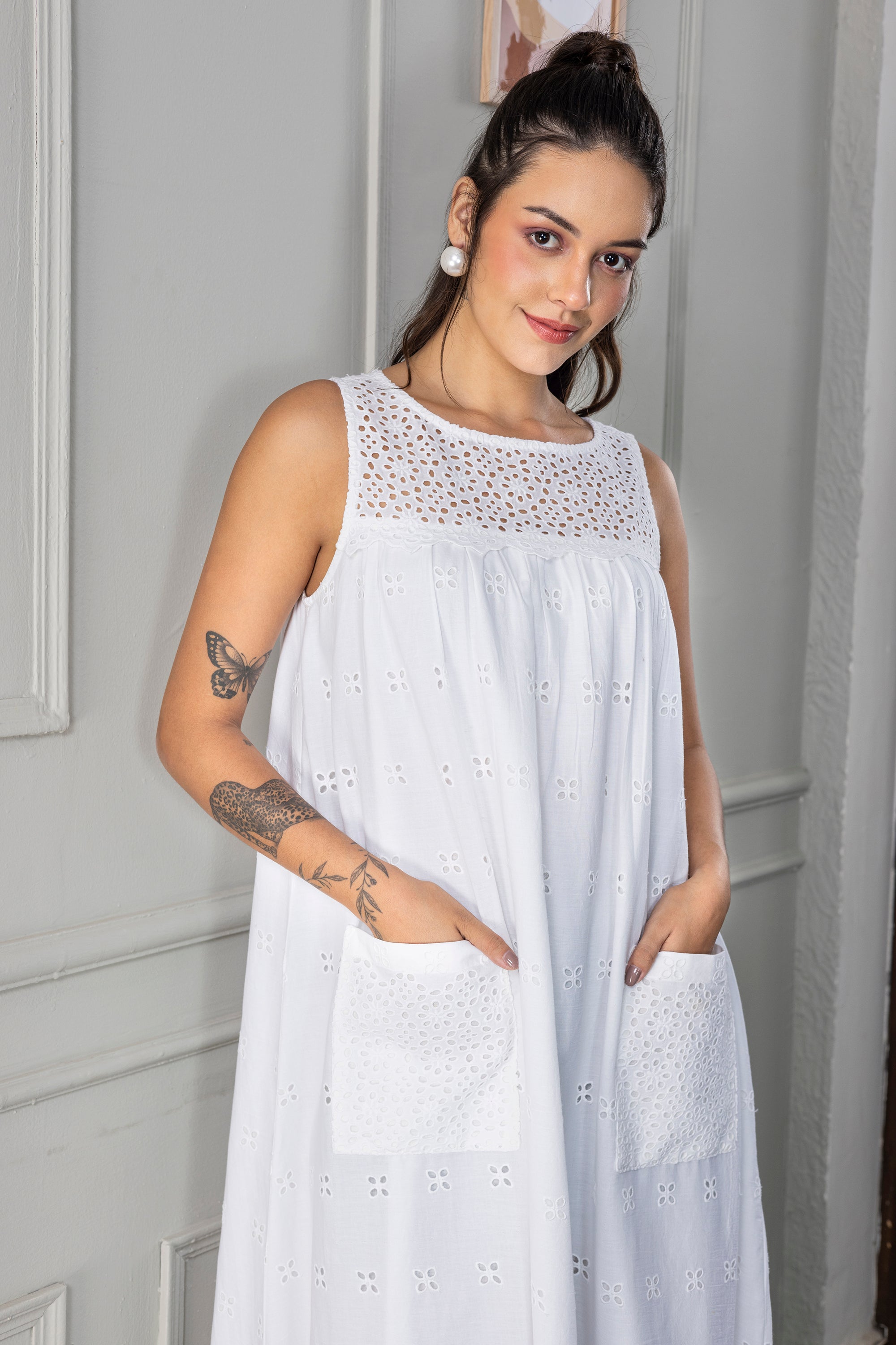 Women's Full White Dress