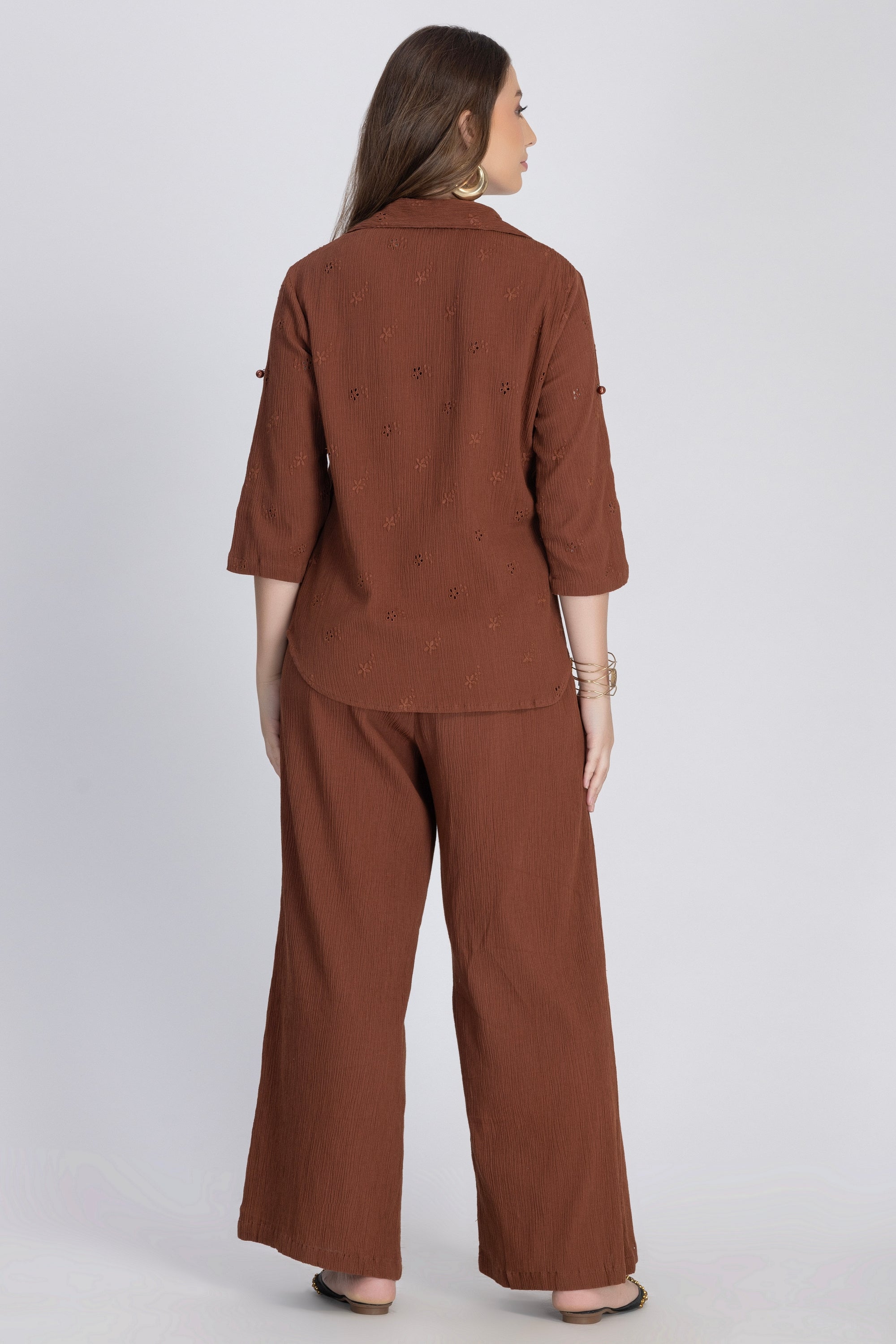 Crepe Shirt+Crinkle Pants Set