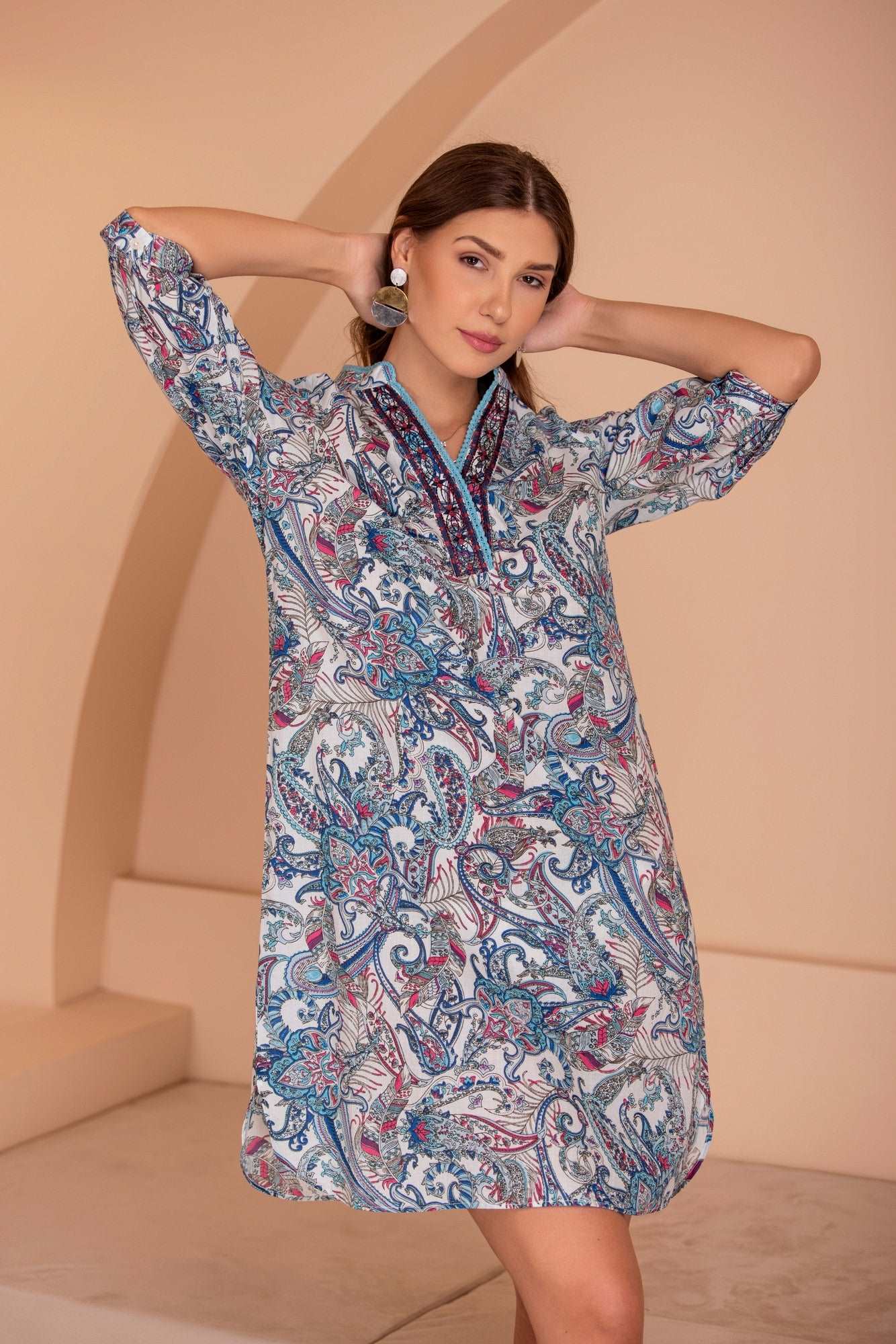BLUE EMBROIDERED TUNIC