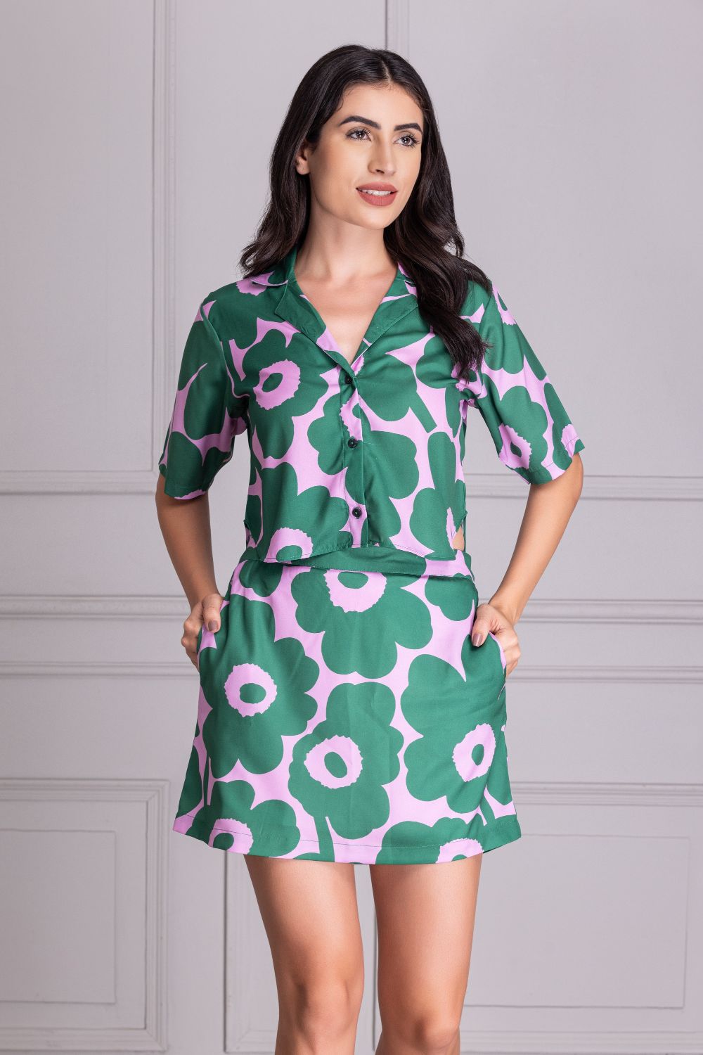 Printed Skirt And Shirt