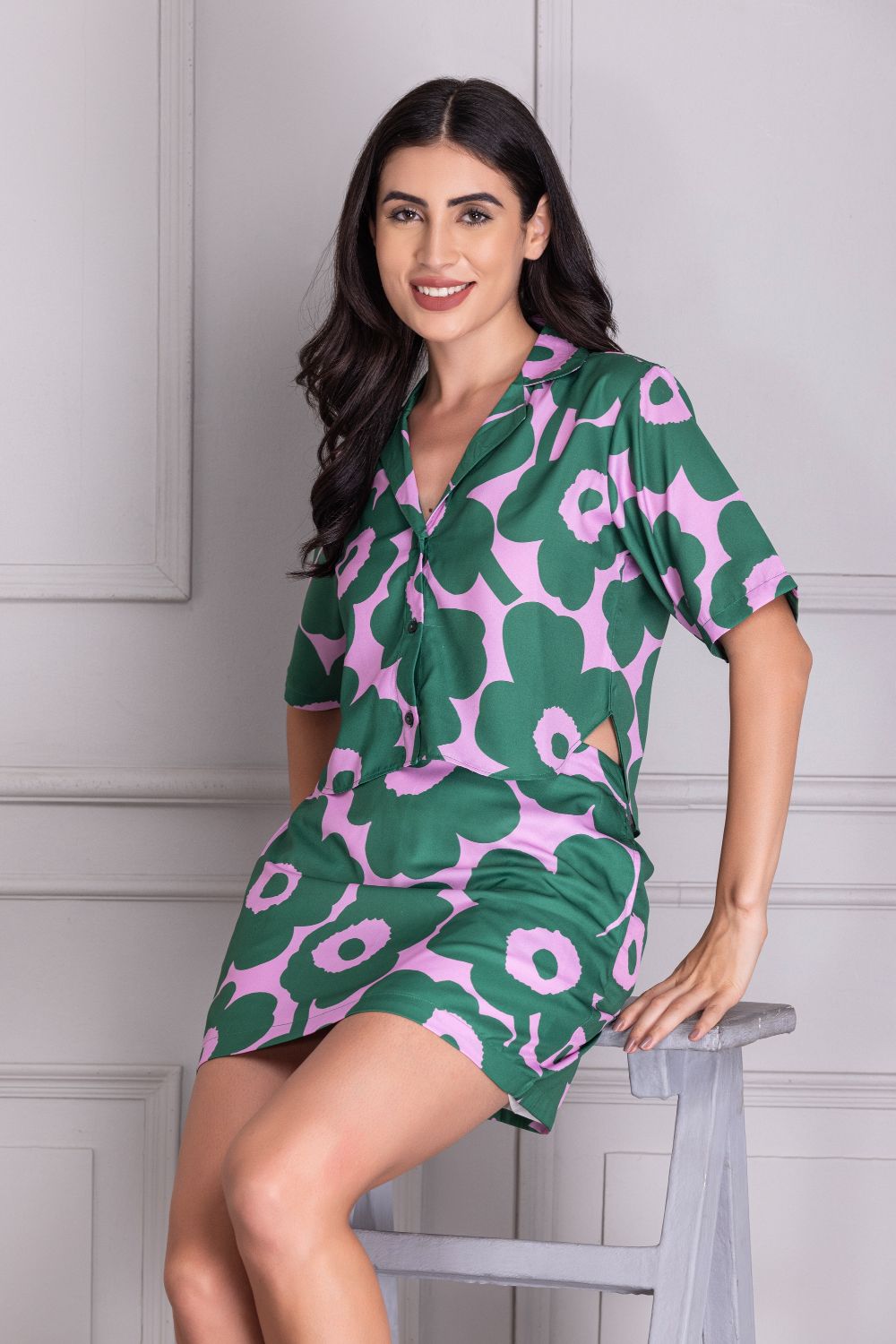 Printed Skirt And Shirt