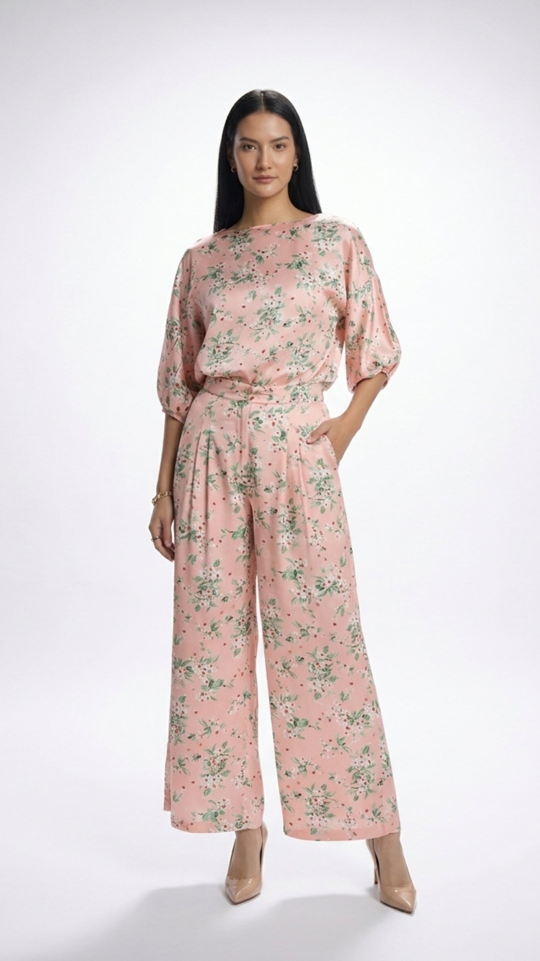 Peach Chic Boat Neck Coord