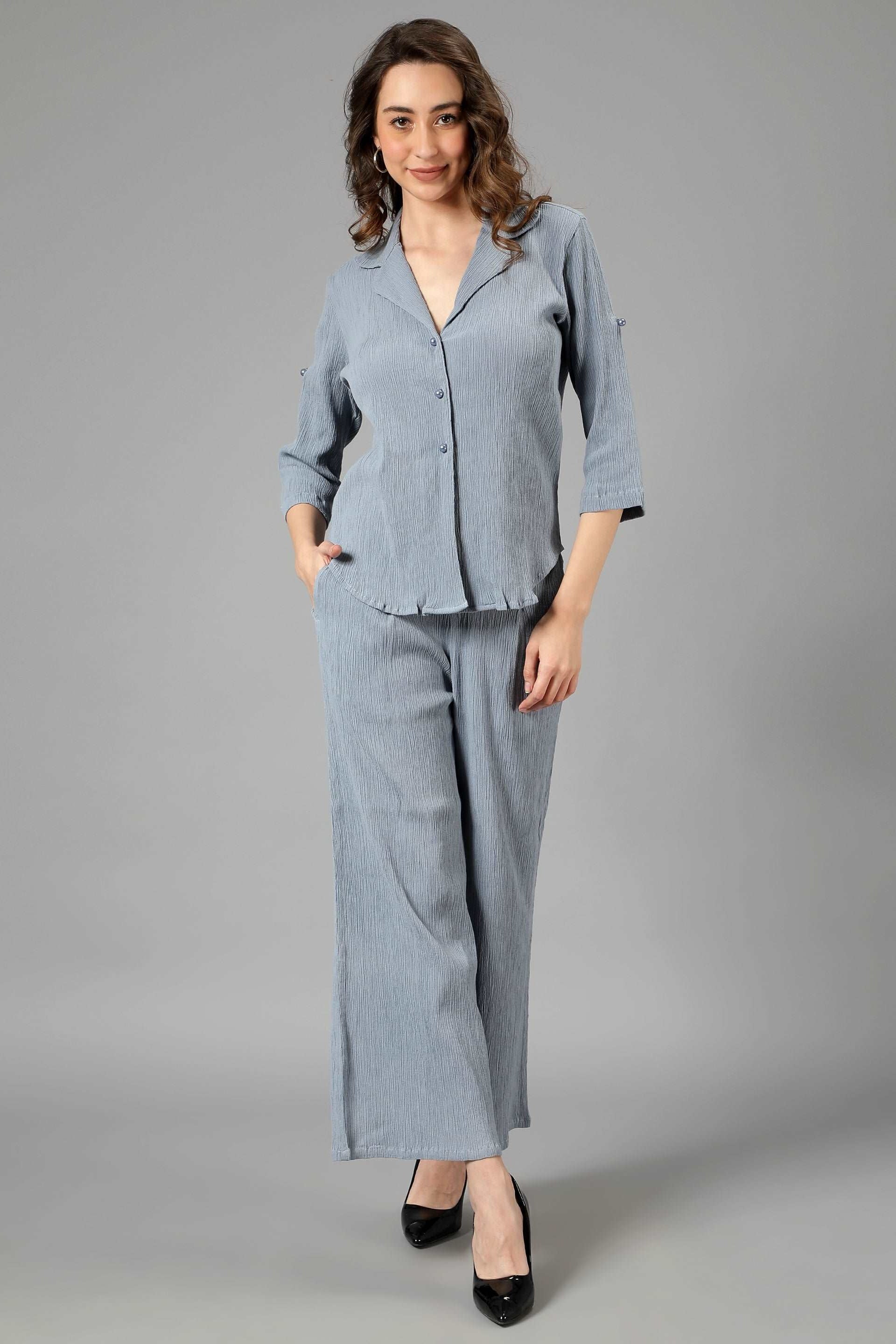 Crepe Shirt+Crinkle Pants (English Grey)