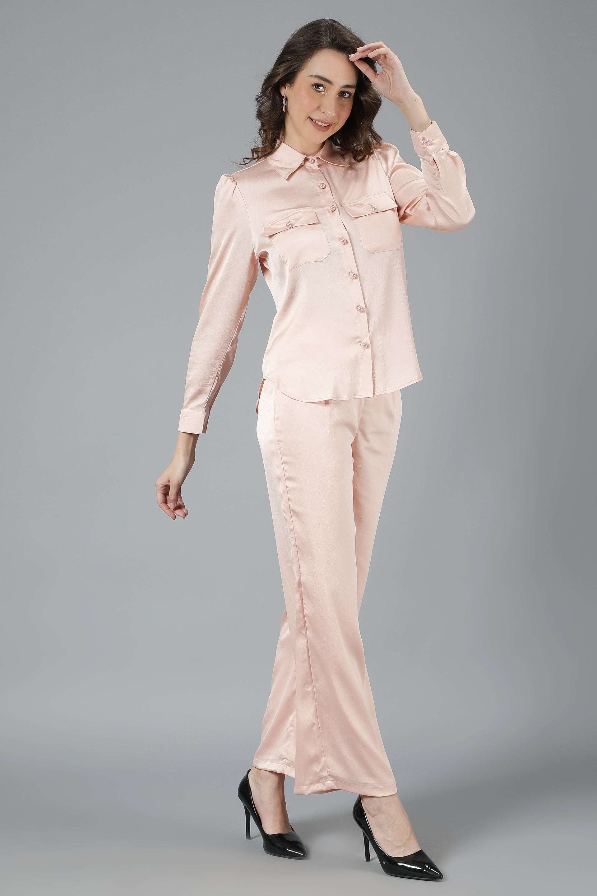 Peach Satin Coord-Set