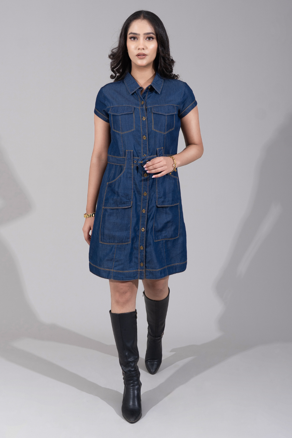 Indigo Denim Shirt Dress