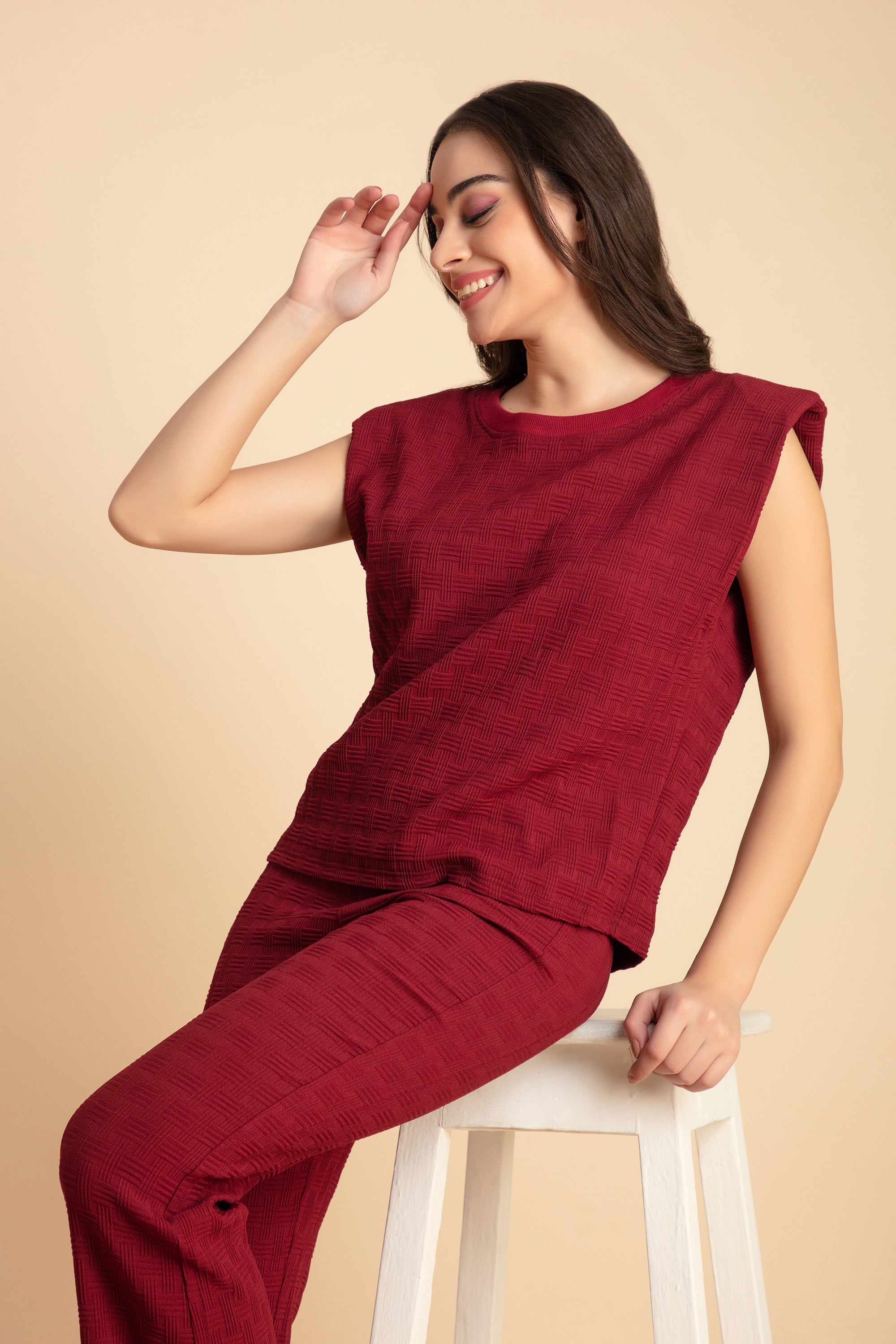 Red, Maroon, Jacquard Coord Se