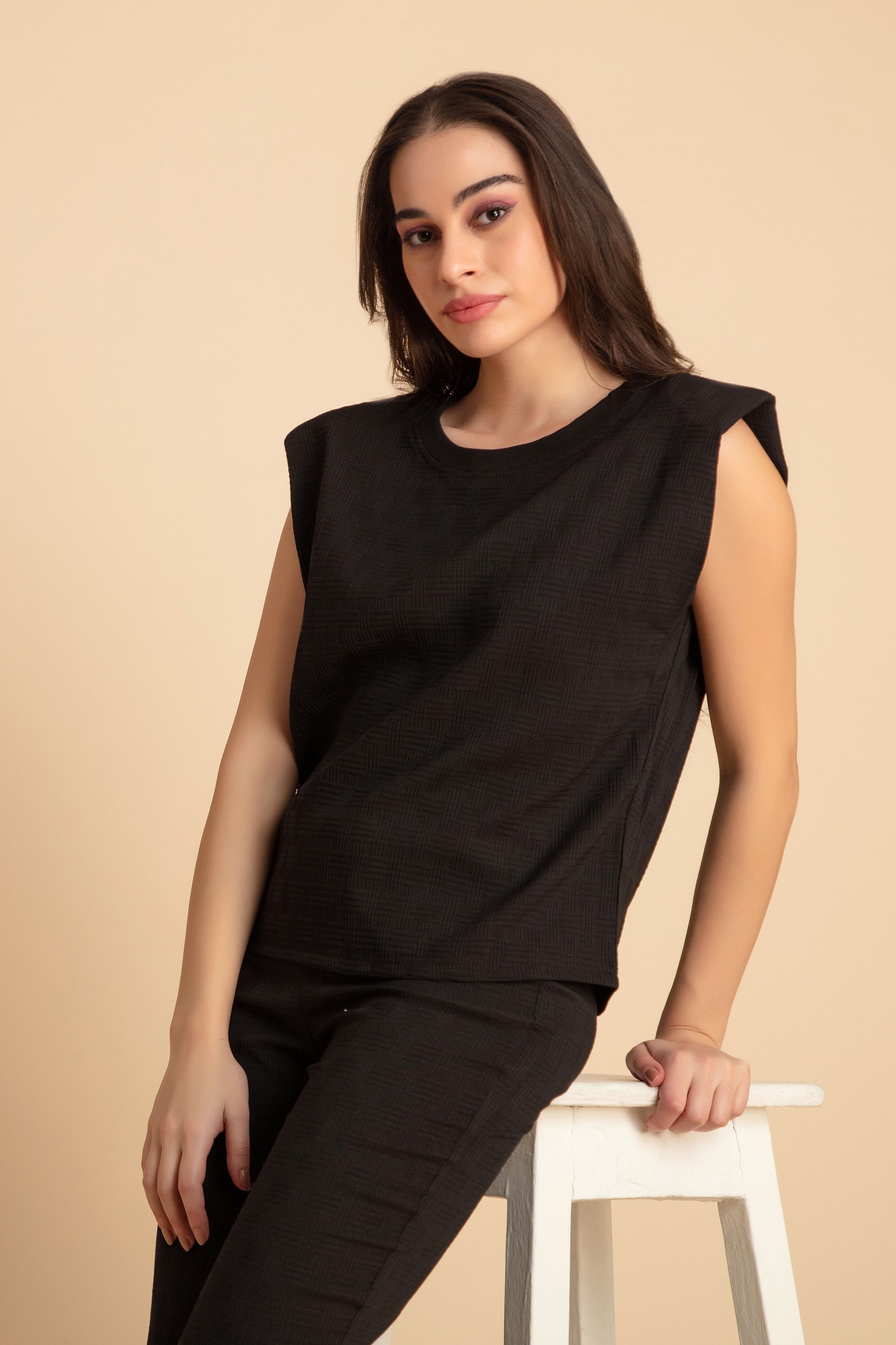 Black Jacquard Coord Set