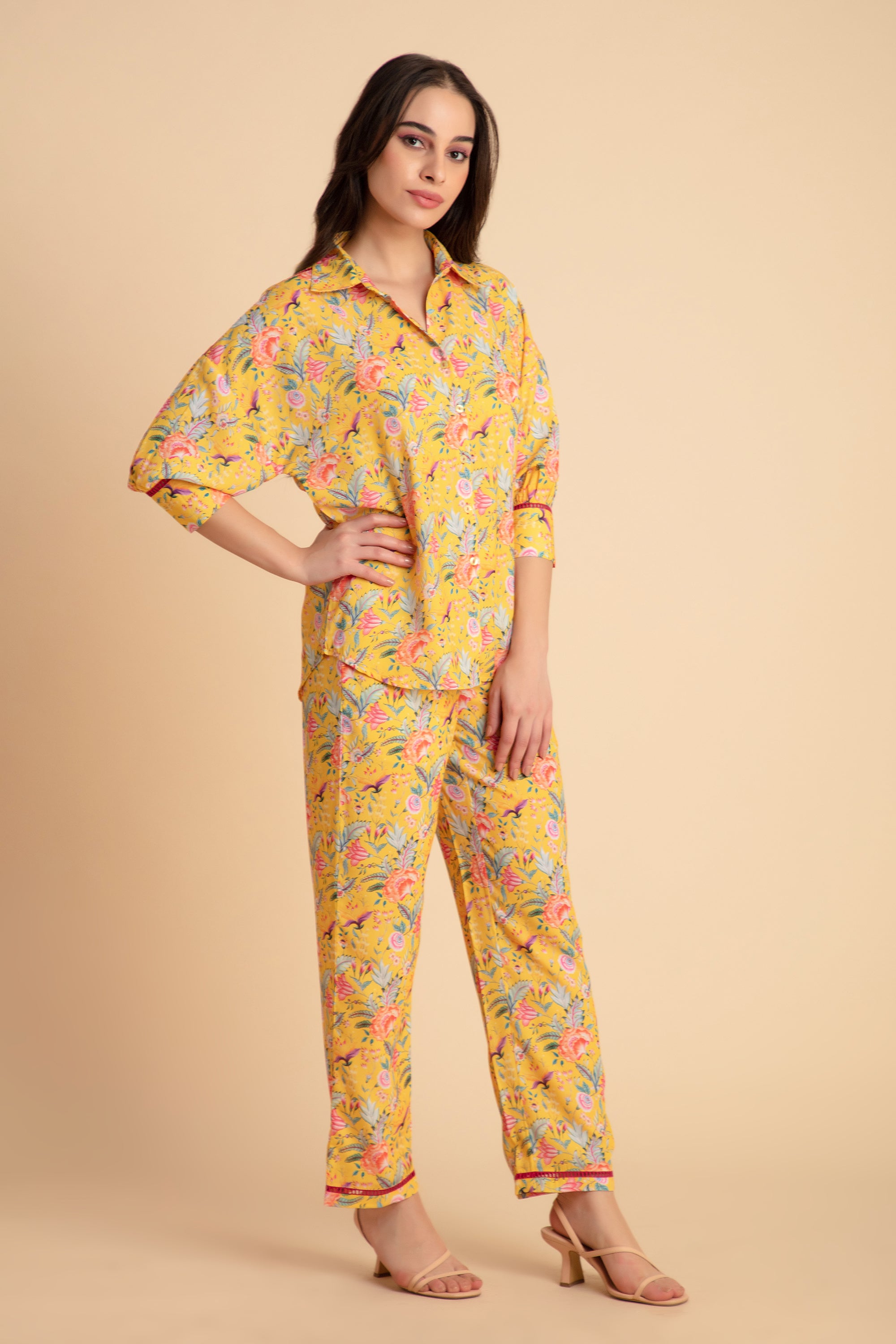 Yellow Printed Coord Set