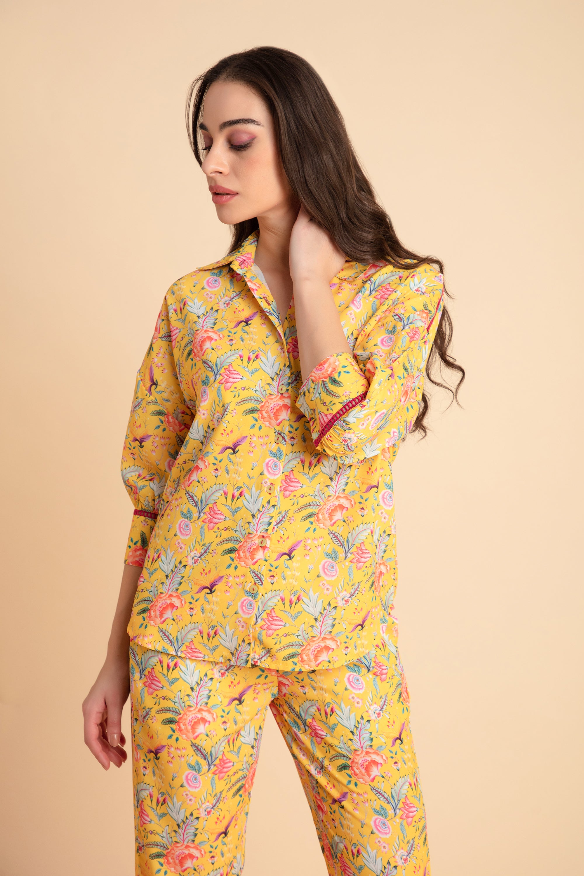 Yellow Printed Coord Set