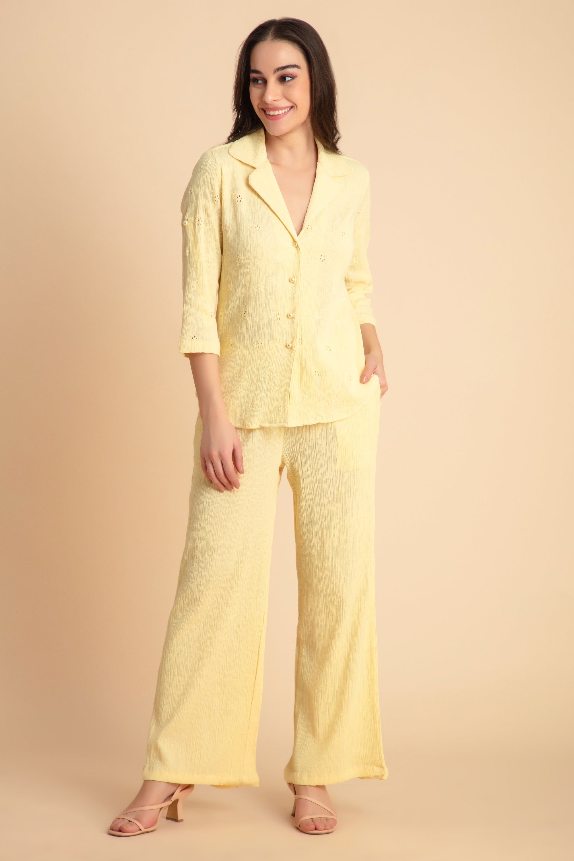 Crepe Shirt+Crinkle Pants Set