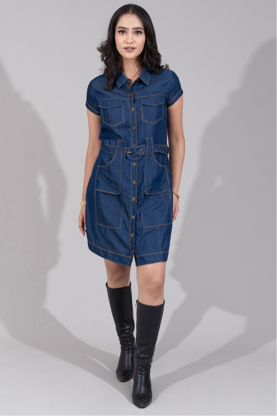 Indigo Denim Shirt Dress