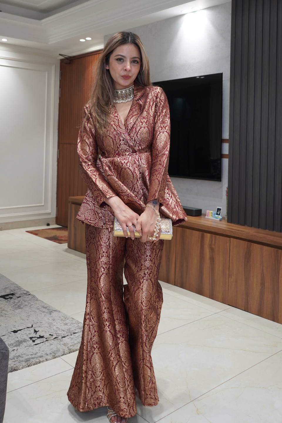 Peplum Top with Flared Pants