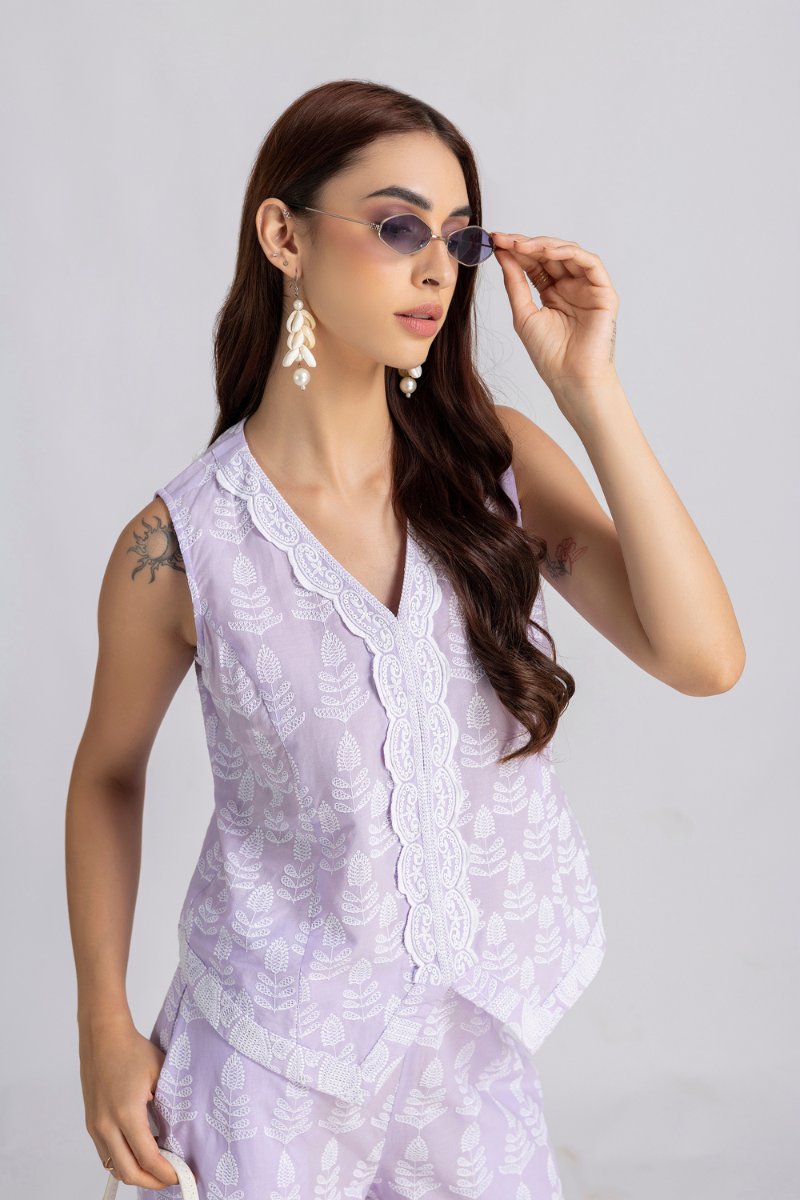 Lavender Embroidered Coord Set