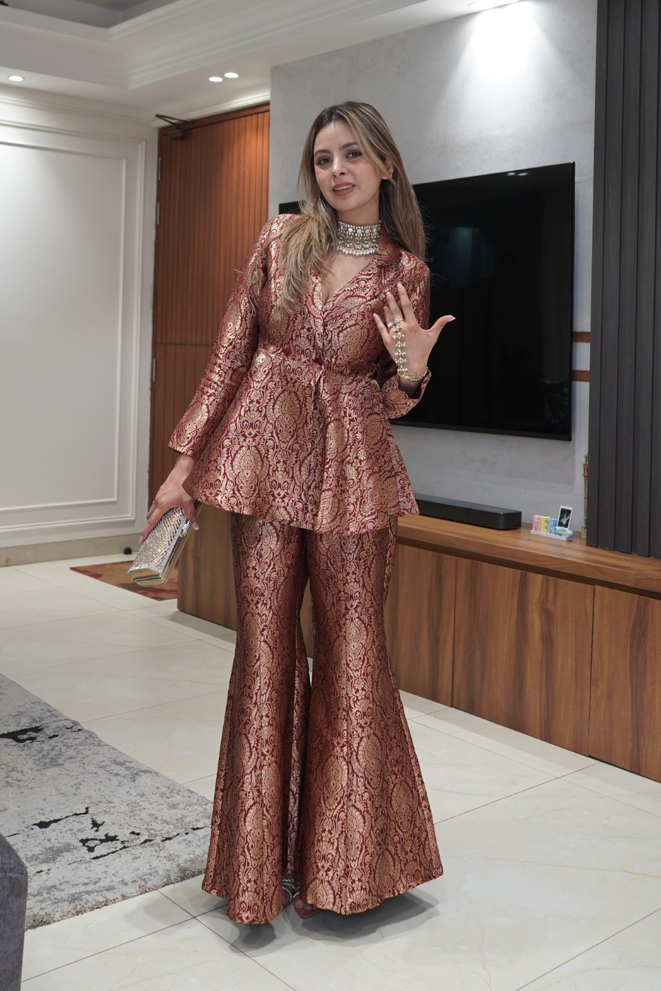 Peplum Top with Flared Pants