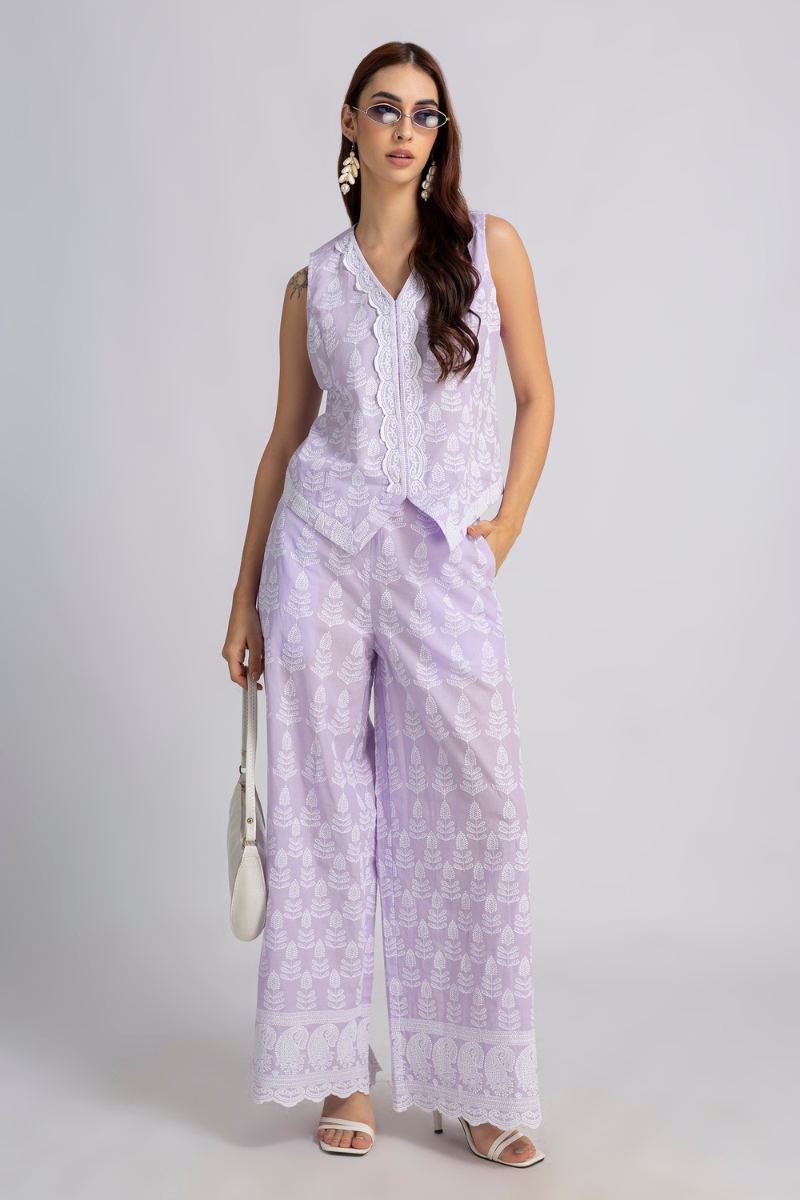 Lavender Embroidered Coord Set