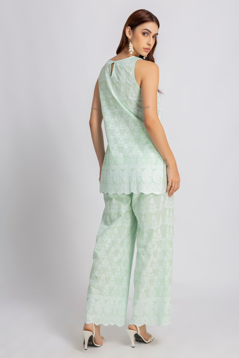 Sage Green Embroidered coord set