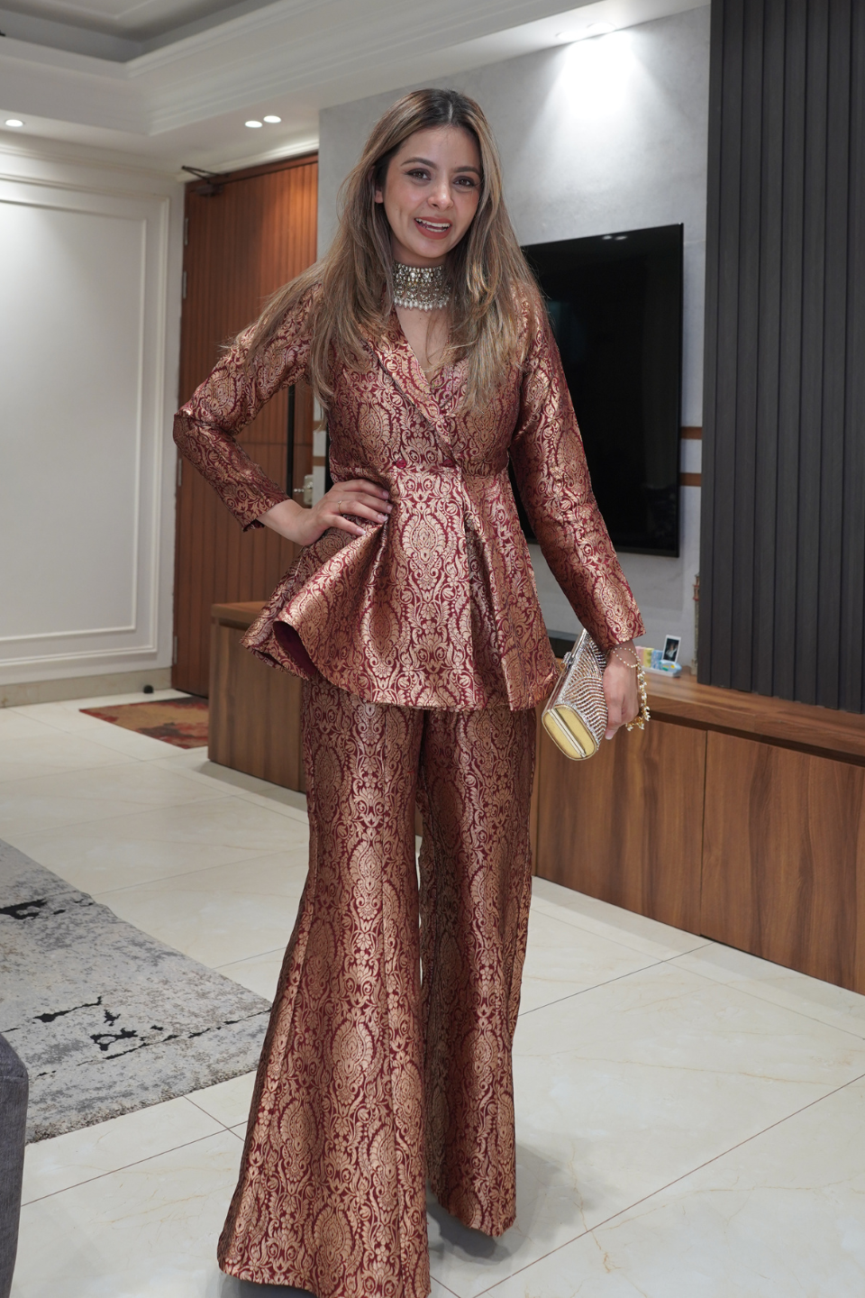 Peplum Top with Flared Pants