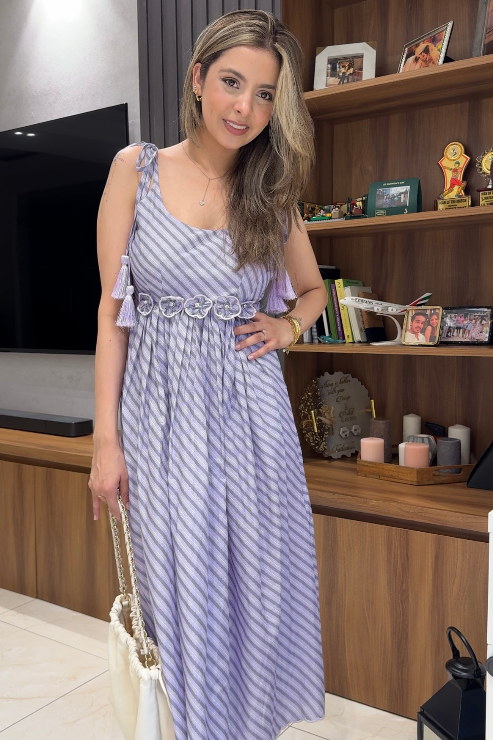 Lavender Floral Cutout Anarkali Dress