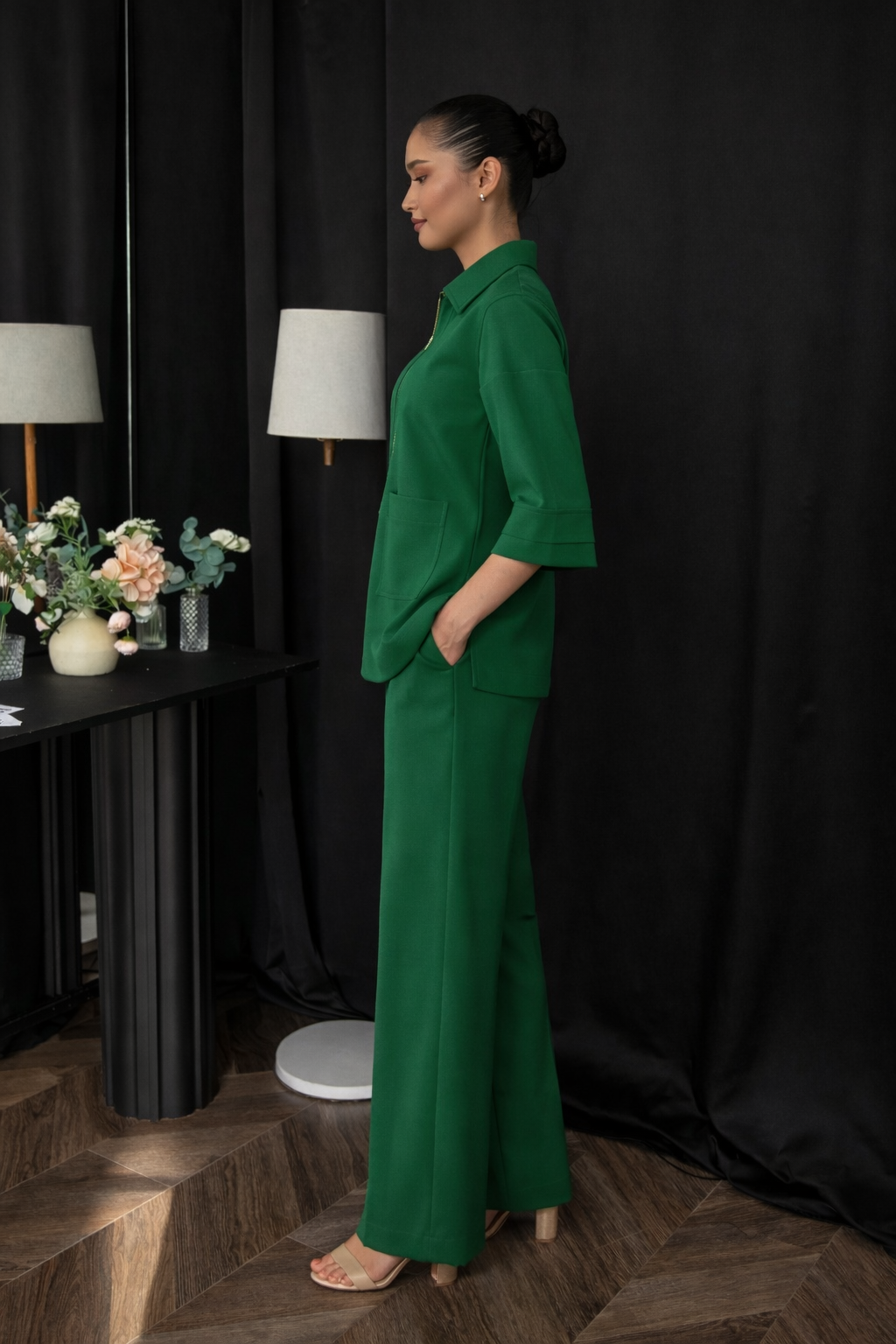 Mahira coordset bottle green