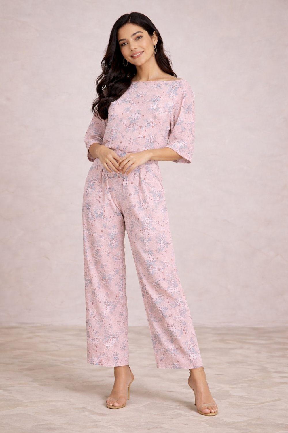 Peach Chic Boat Neck Coord