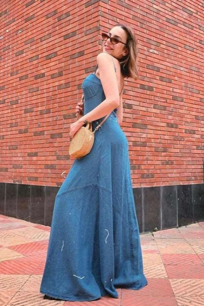 Blue Button Down Denim Dress