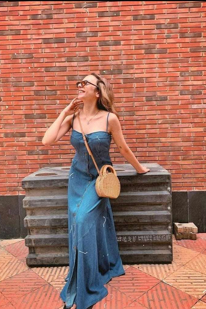 Blue Button Down Denim Dress