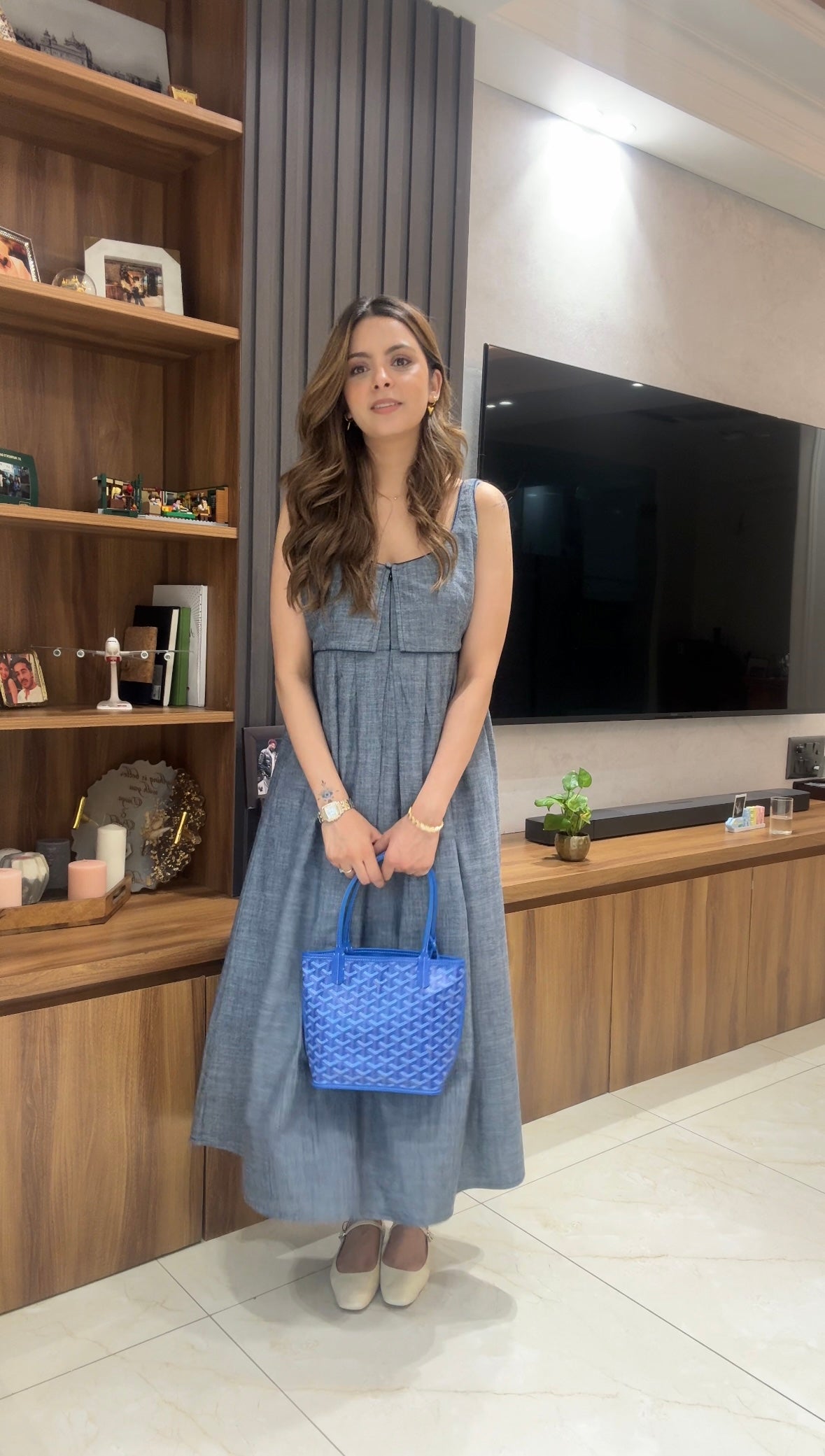 Soft Denim Pleated Dress