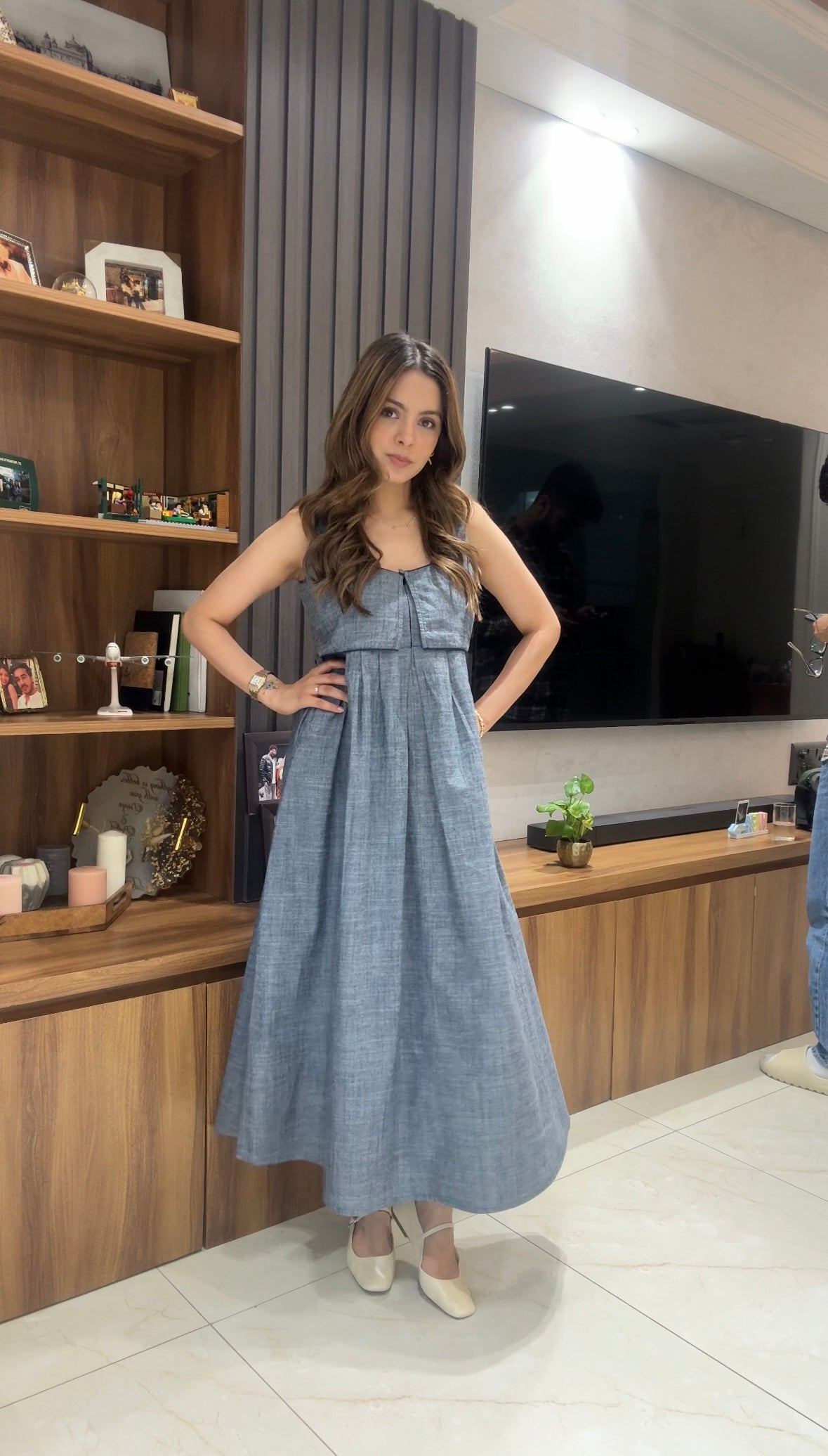 Soft Denim Pleated Dress