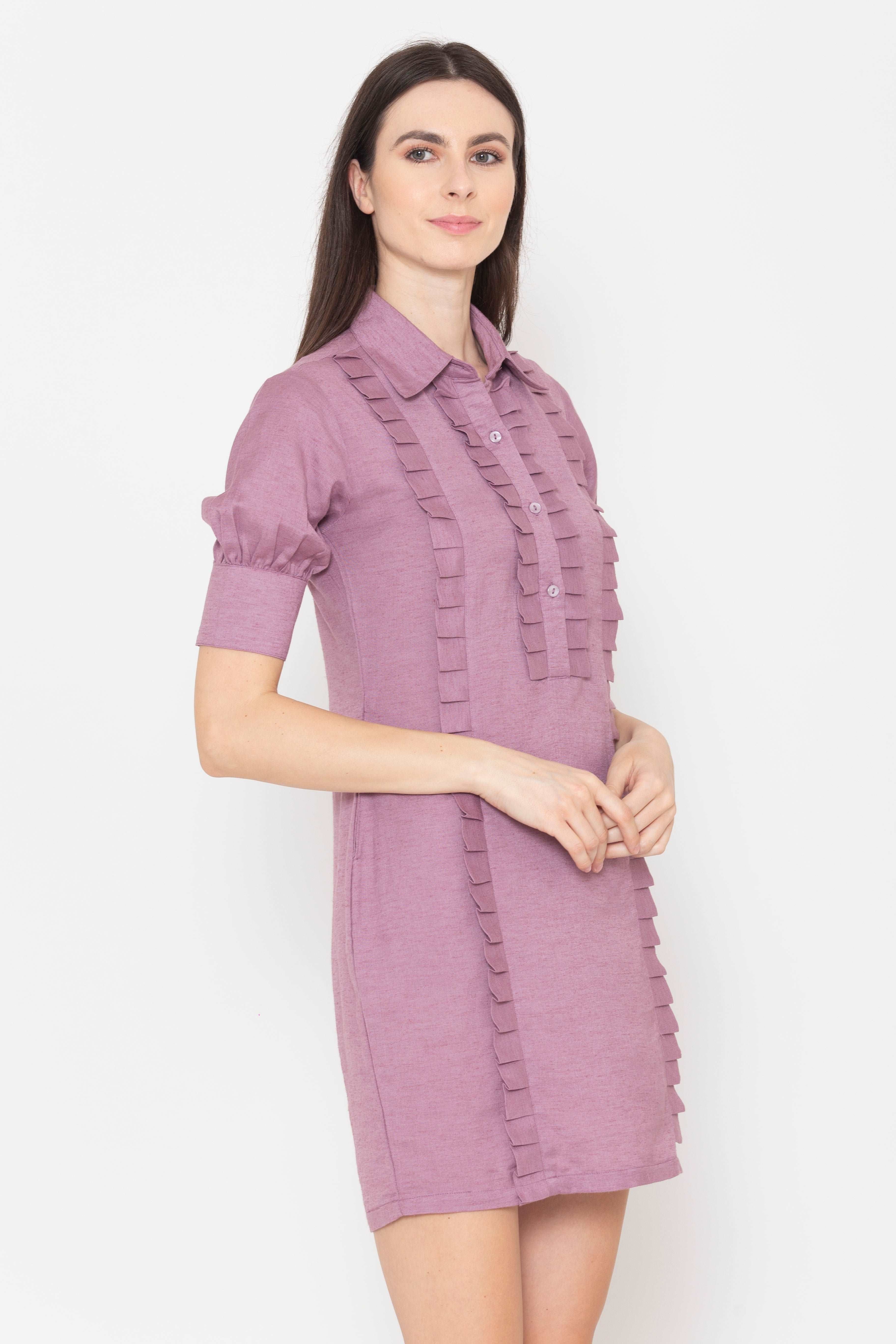 lilac linen dress