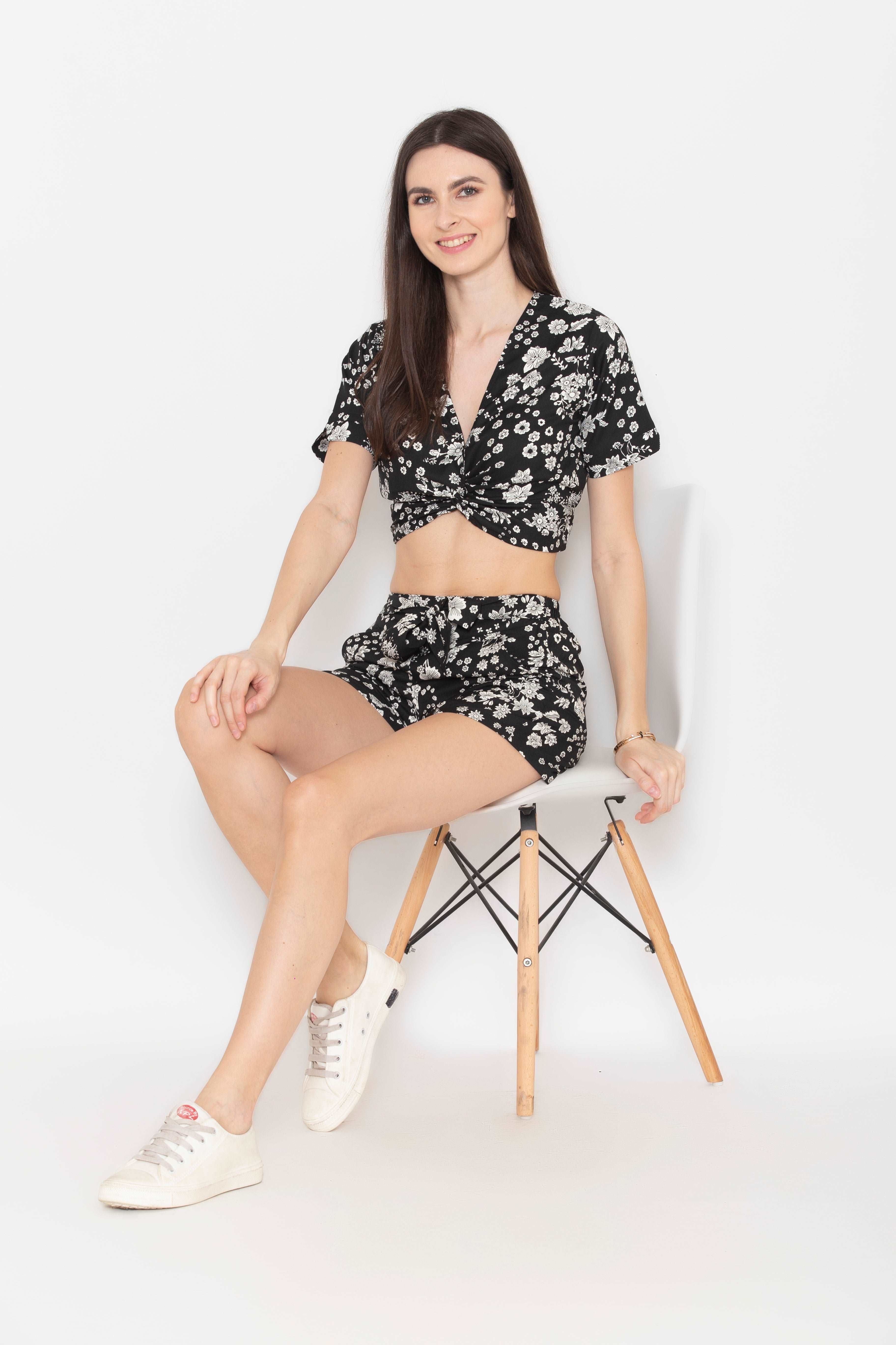 Mid-Night Cord set With Shorts