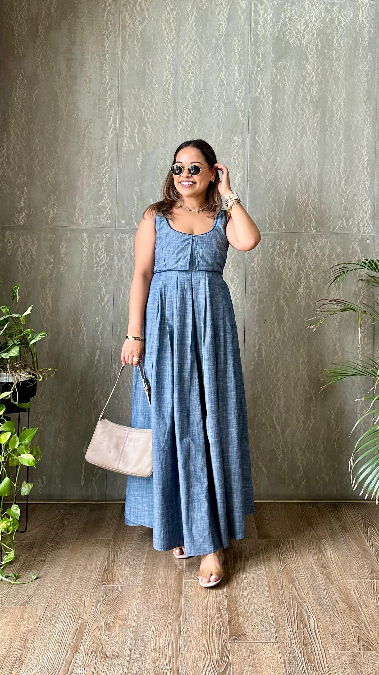 Soft Denim Pleated Dress