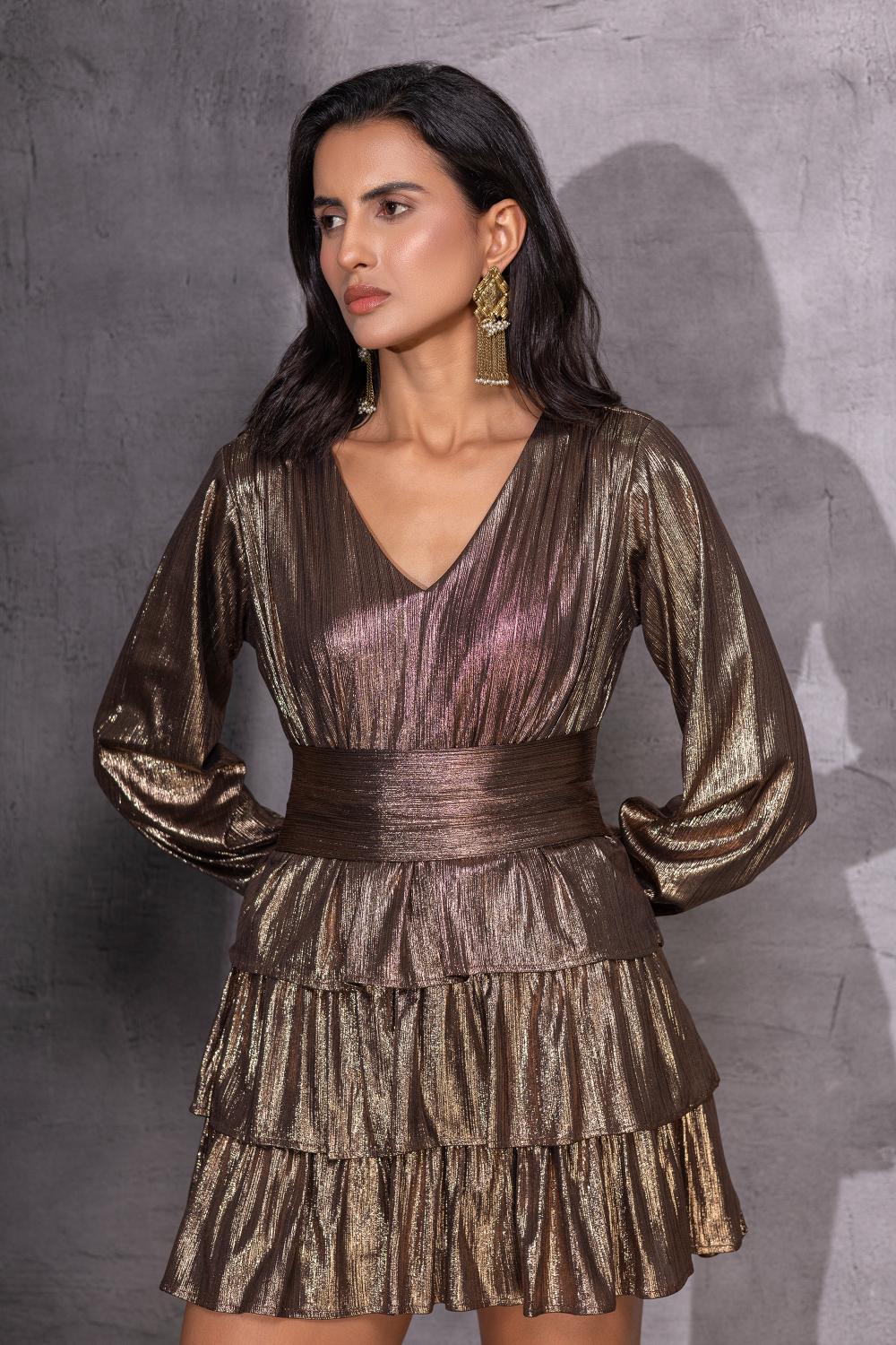Bronze Tier Mini Dress