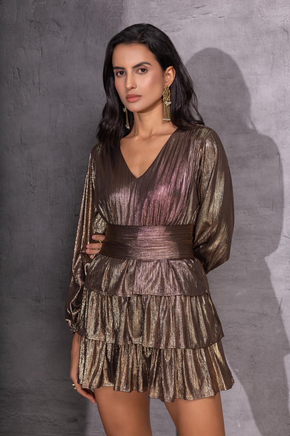 Bronze Tier Mini Dress