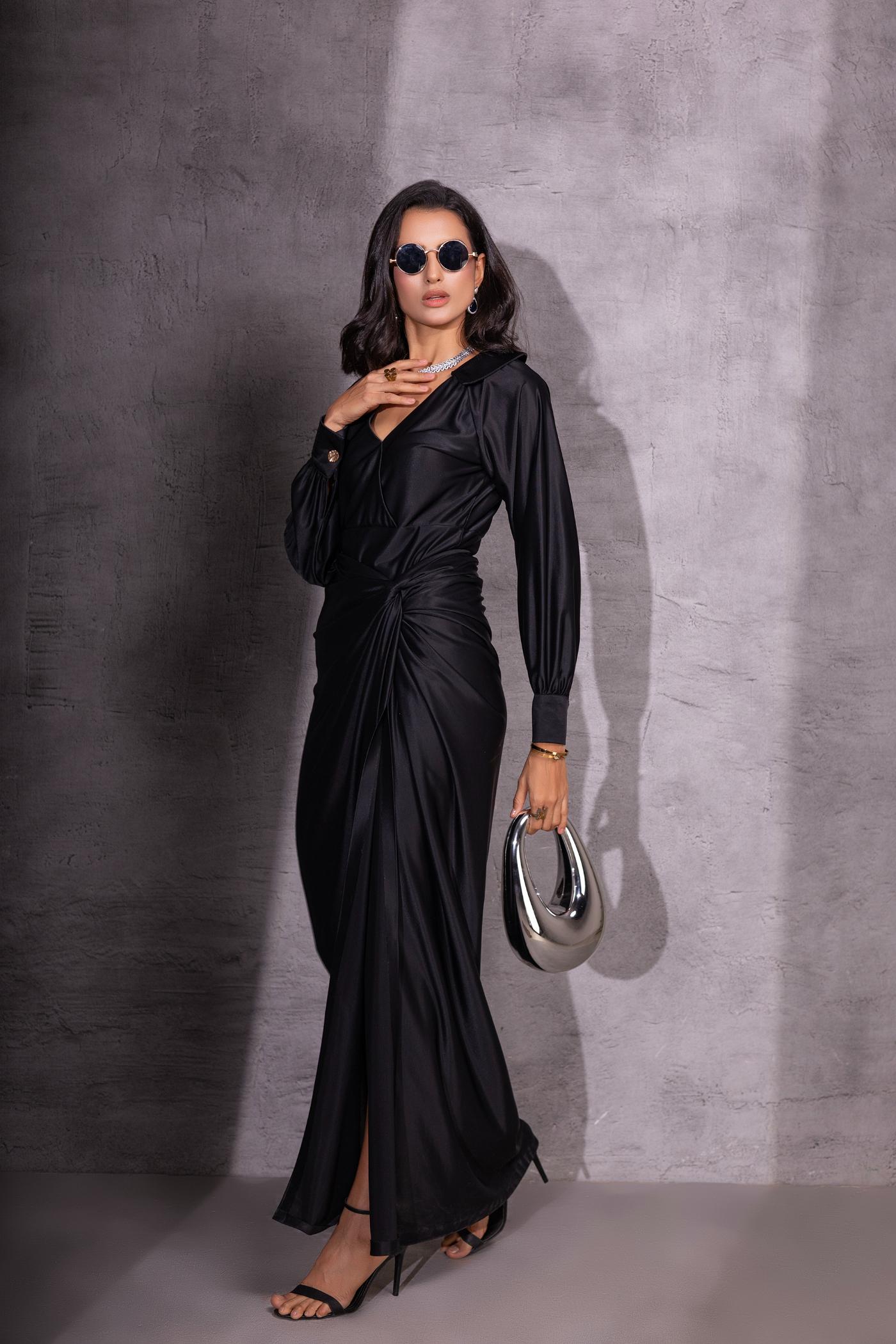 Black Eclipse Top and Knotted Skirt Coord set