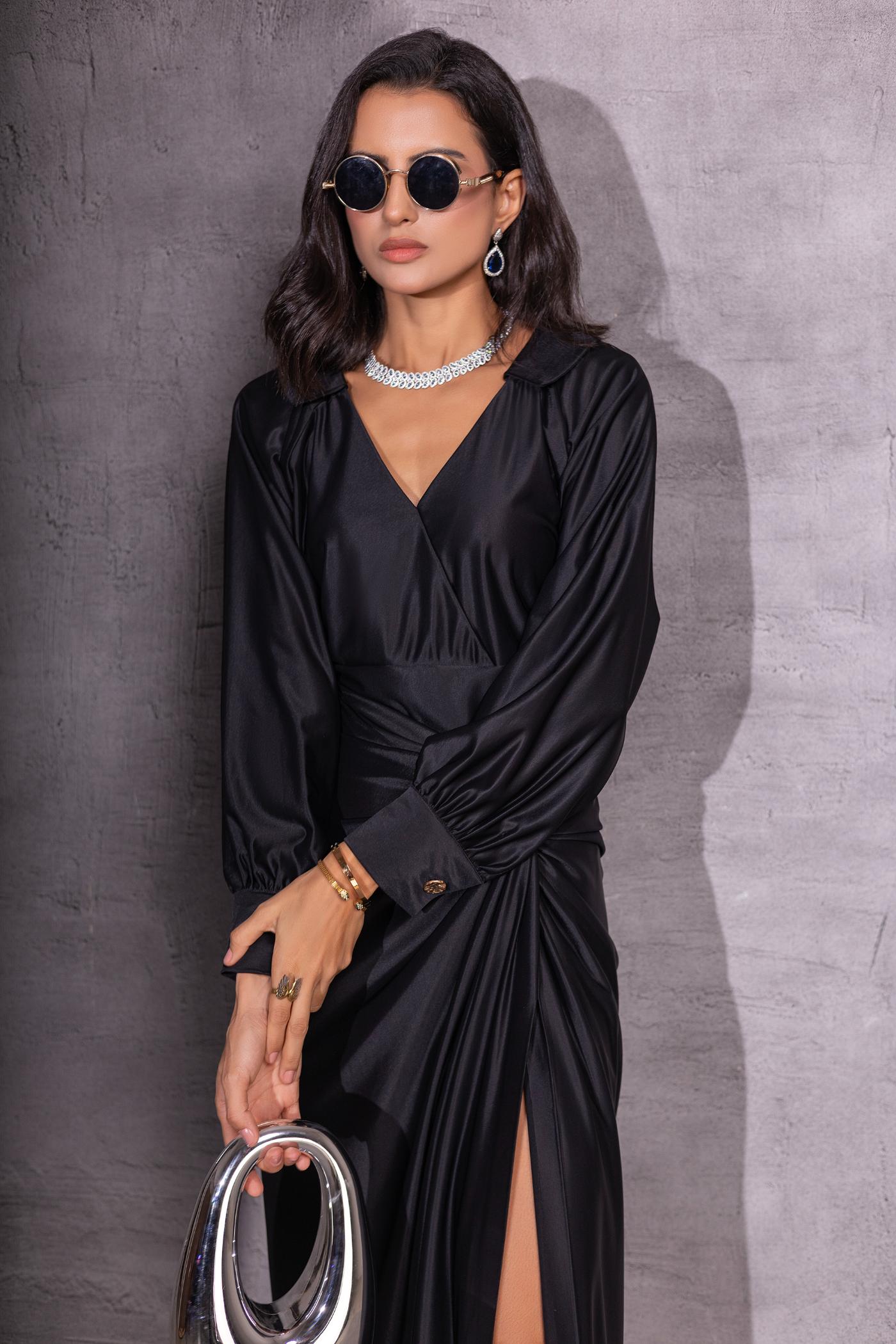 Black Eclipse Top and Knotted Skirt Coord set