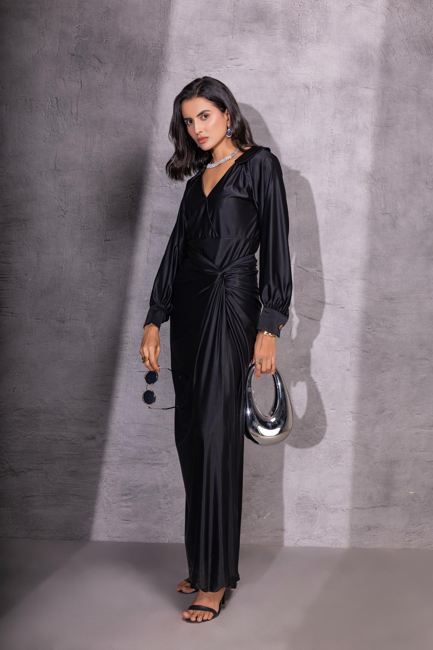 Black Eclipse Top and Knotted Skirt Coord set