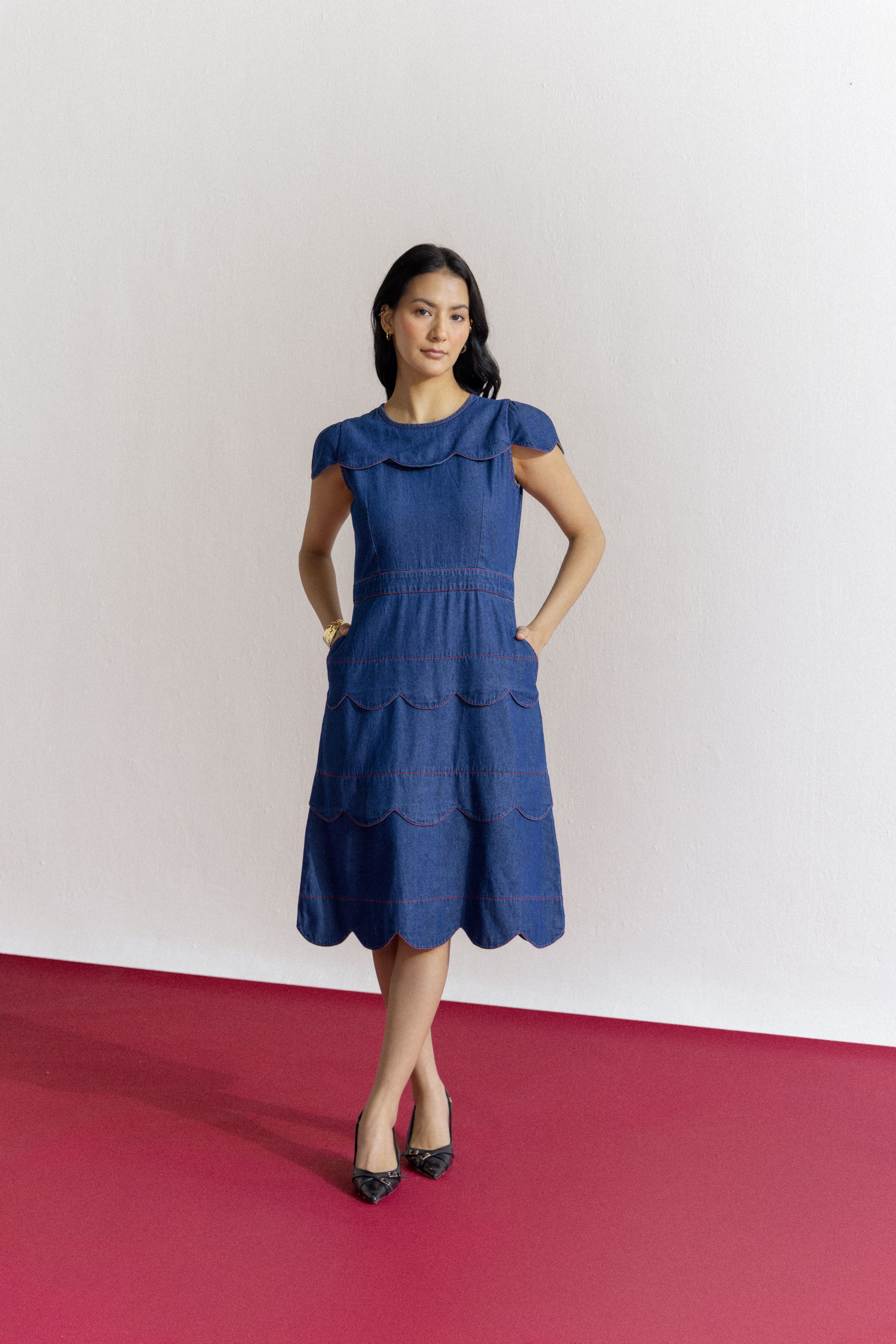 Blue Muse Scallop Dress