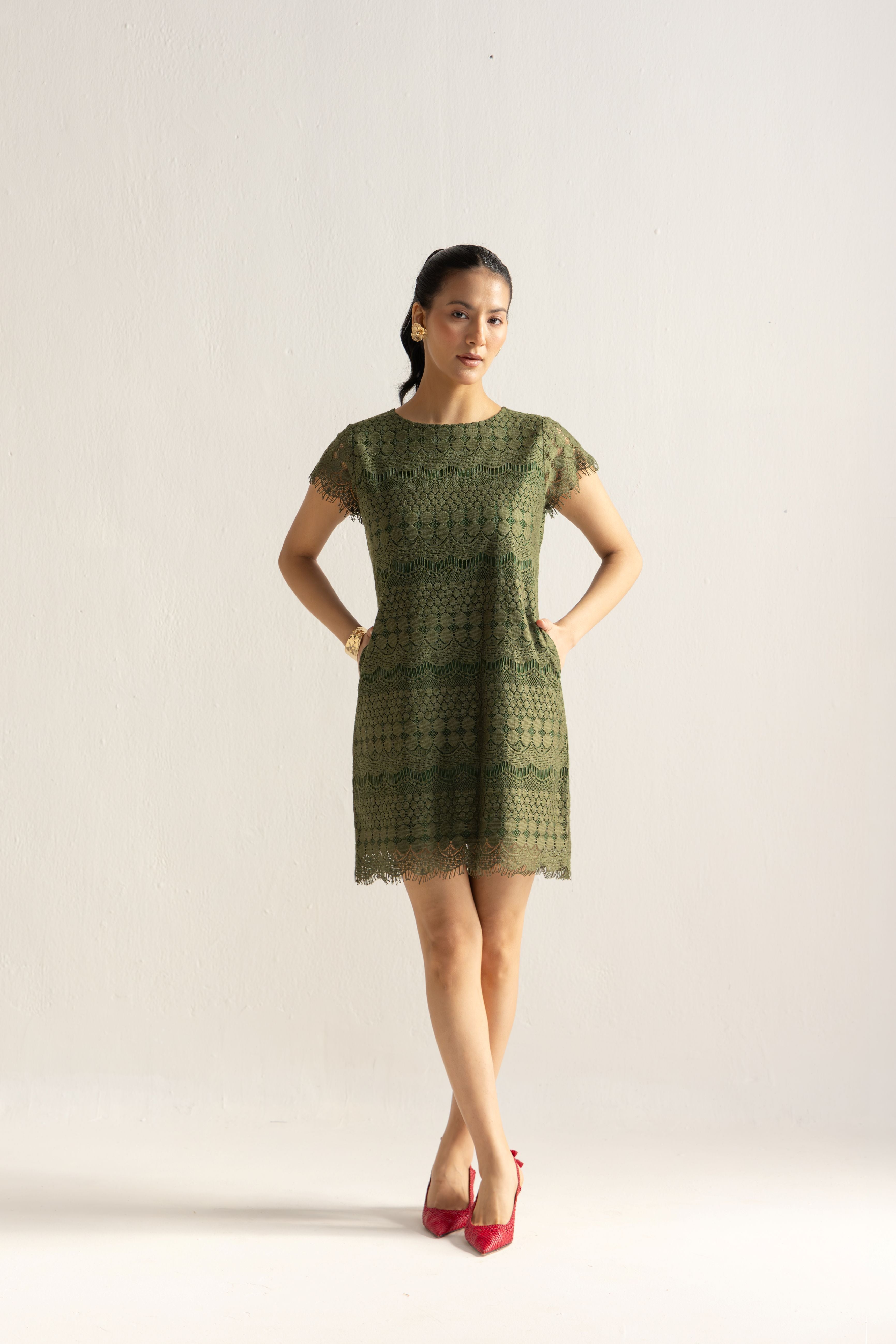 Olive Green Midi dress