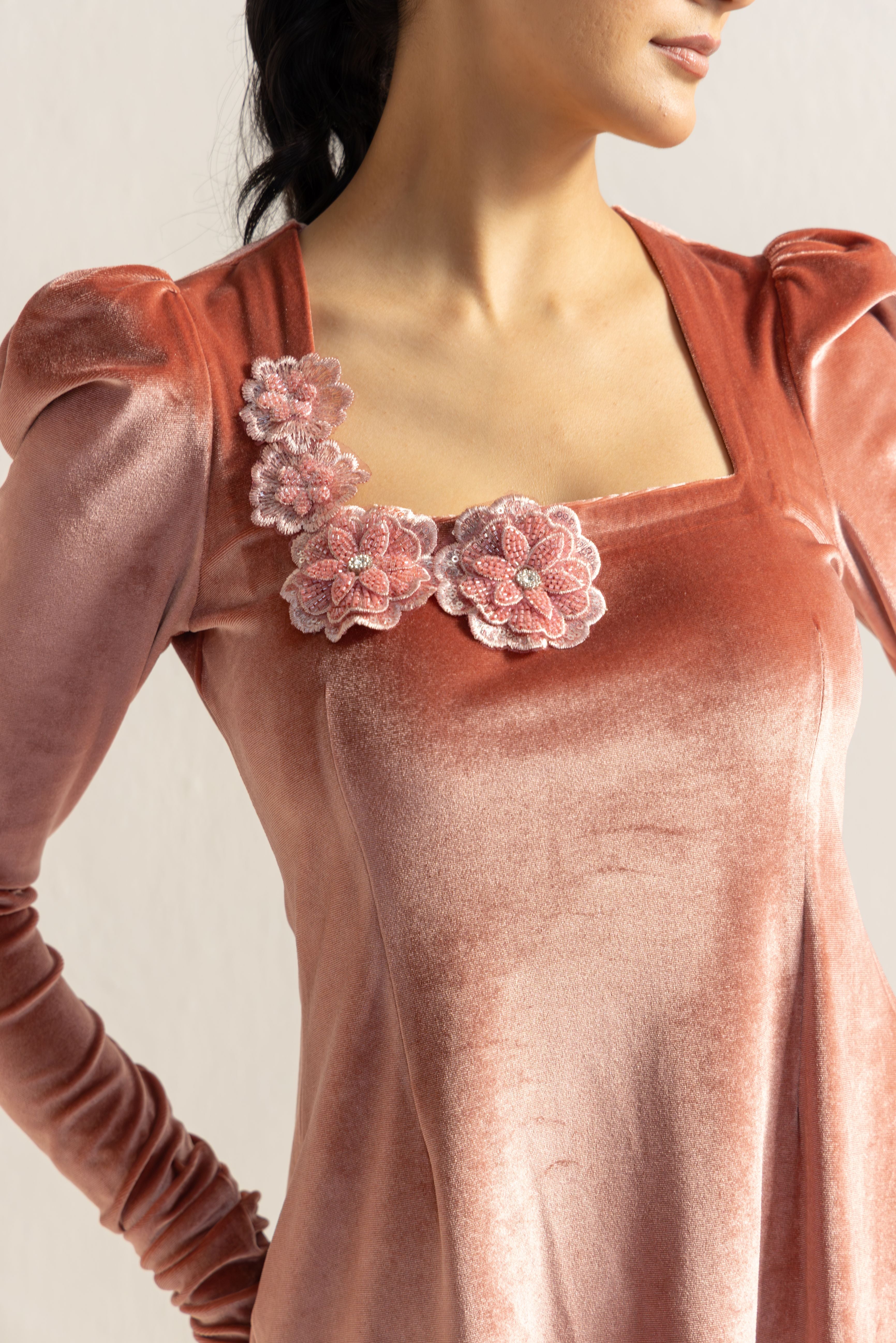 PEACH VELVET COORDSET