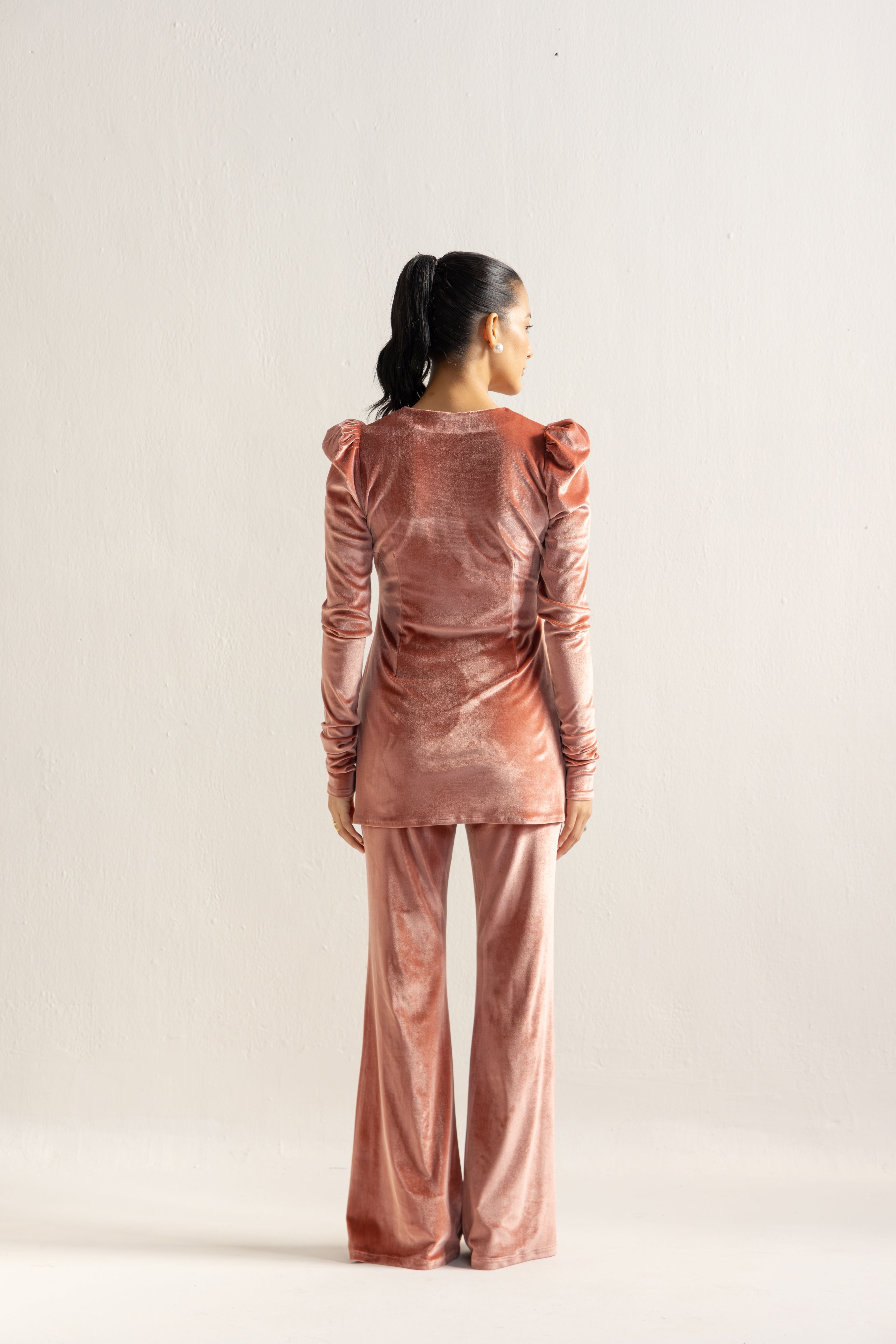PEACH VELVET COORDSET