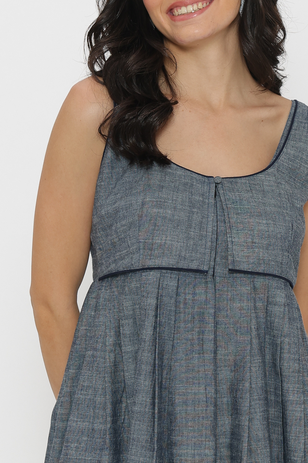 Soft Denim Pleated Dress