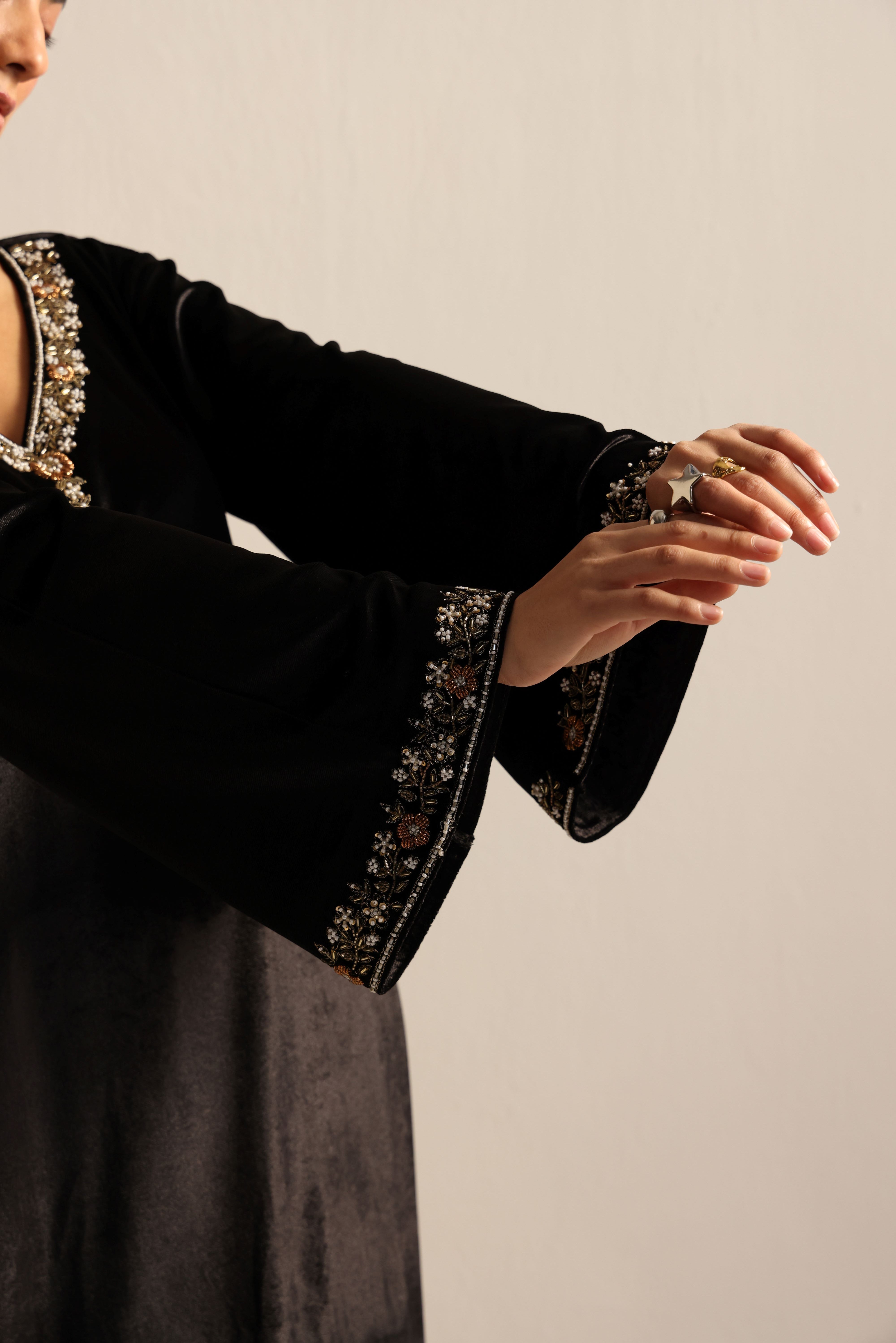 Black Velvet Caftan Kurta